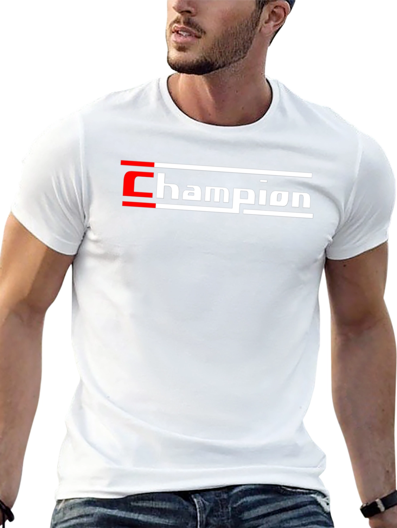 Champion Graphic Tee - Black Cotton T-Shirt