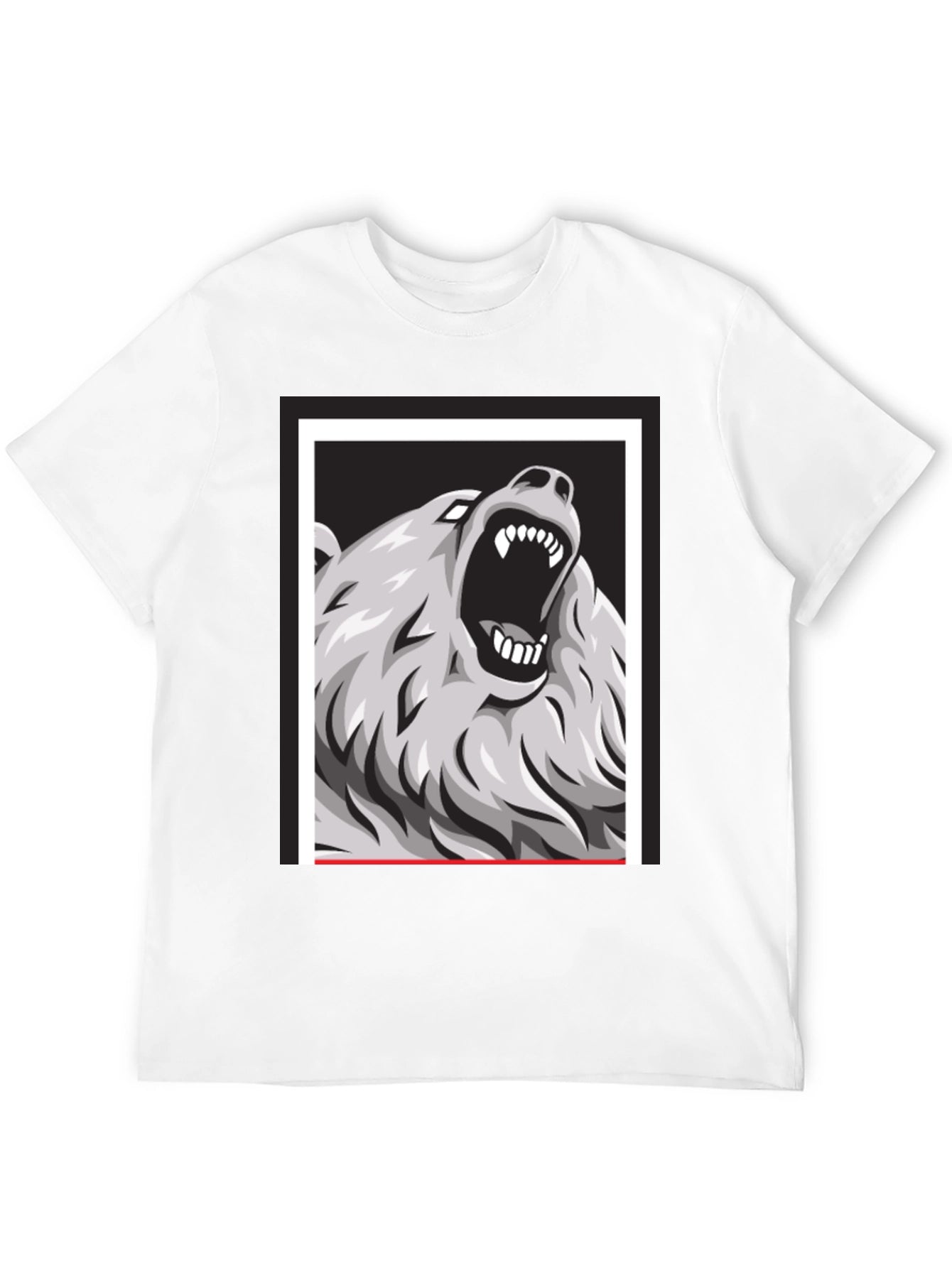 Bear Graphic Print Black Tee