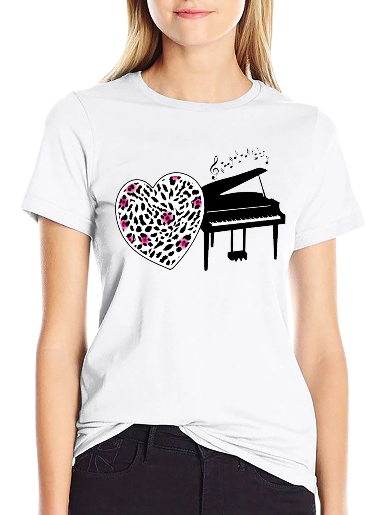 Heart Piano Music Black Tee