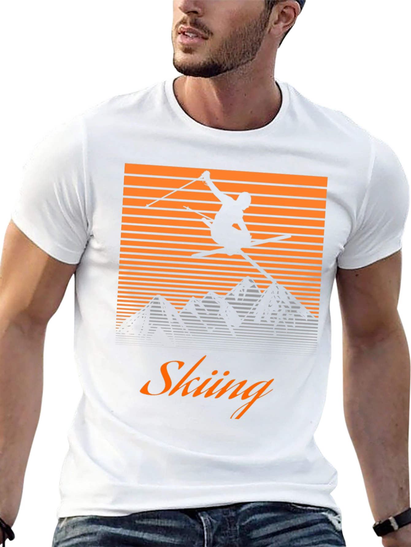 Retro Skiing Graphic Tee - Mountain Adventure Shirt