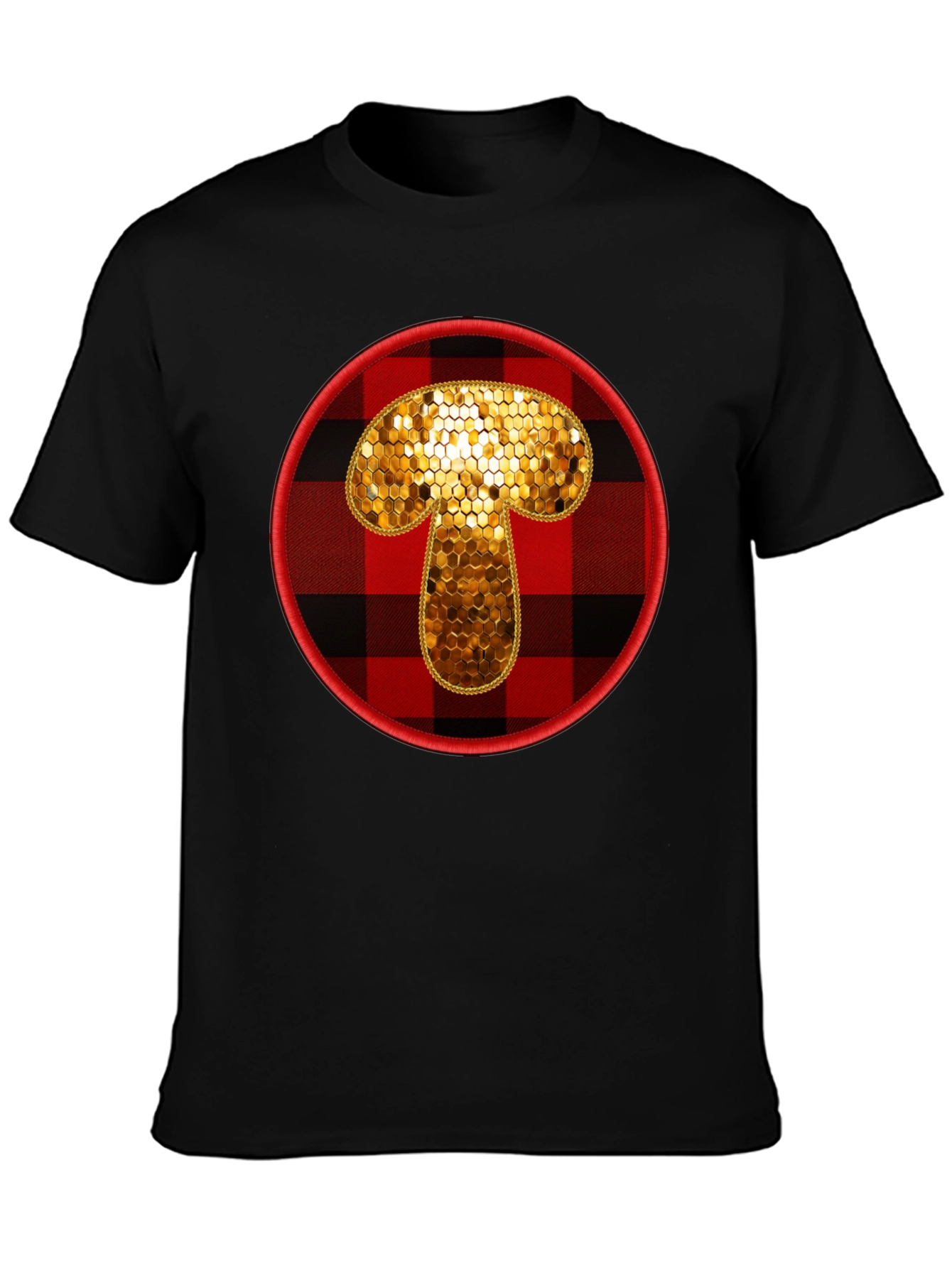 Buffalo Plaid Mushroom Graphic Tee