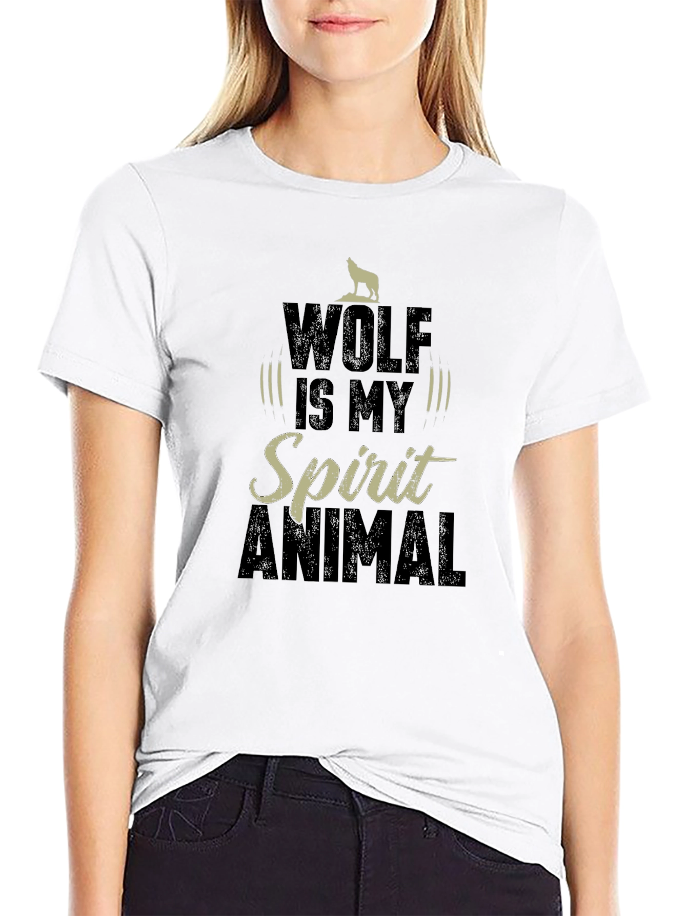 Wolf Spirit Animal Graphic T-Shirt - Black