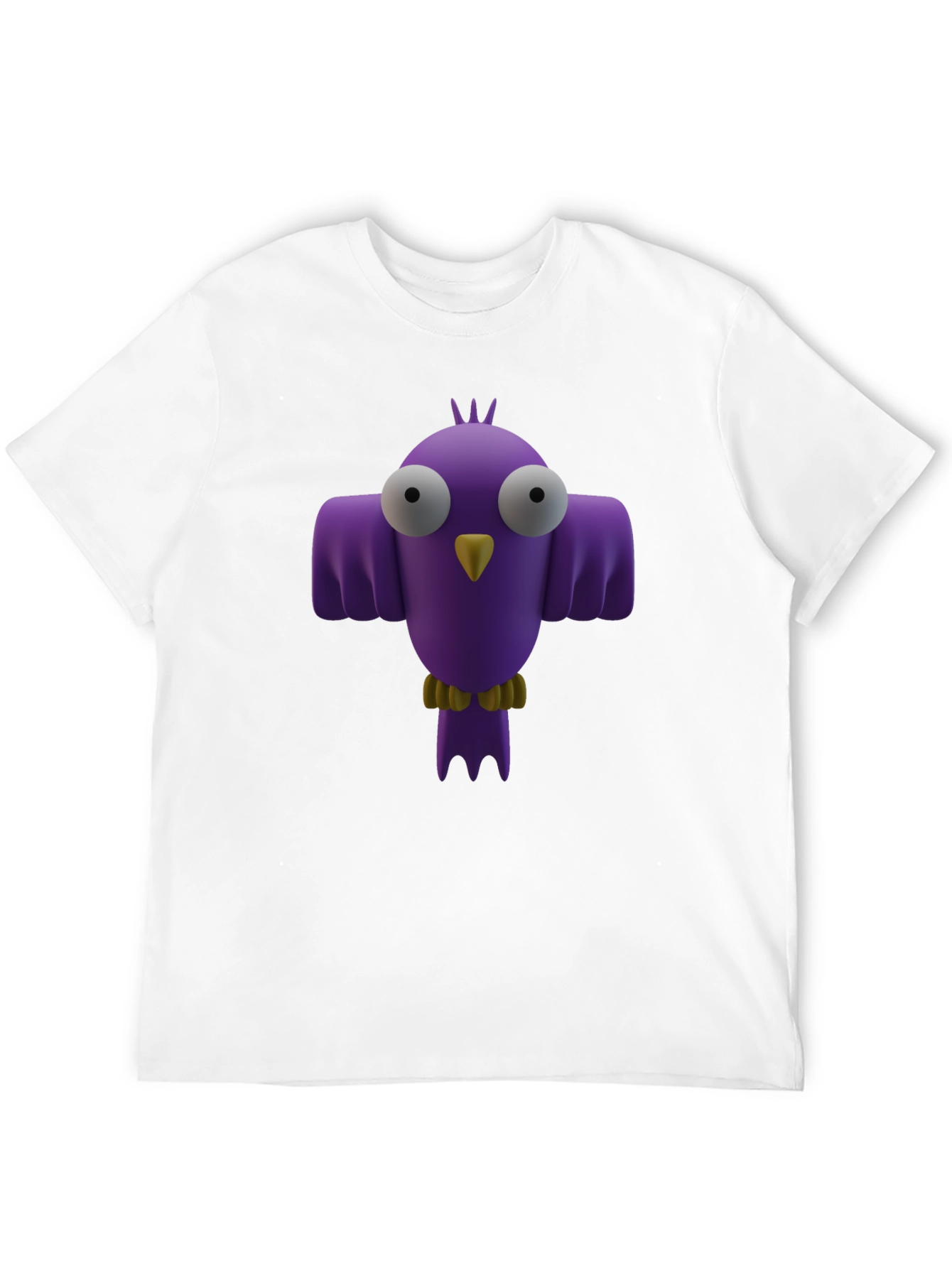 Whimsical Bird Graphic Tee - Black Cotton Shirt