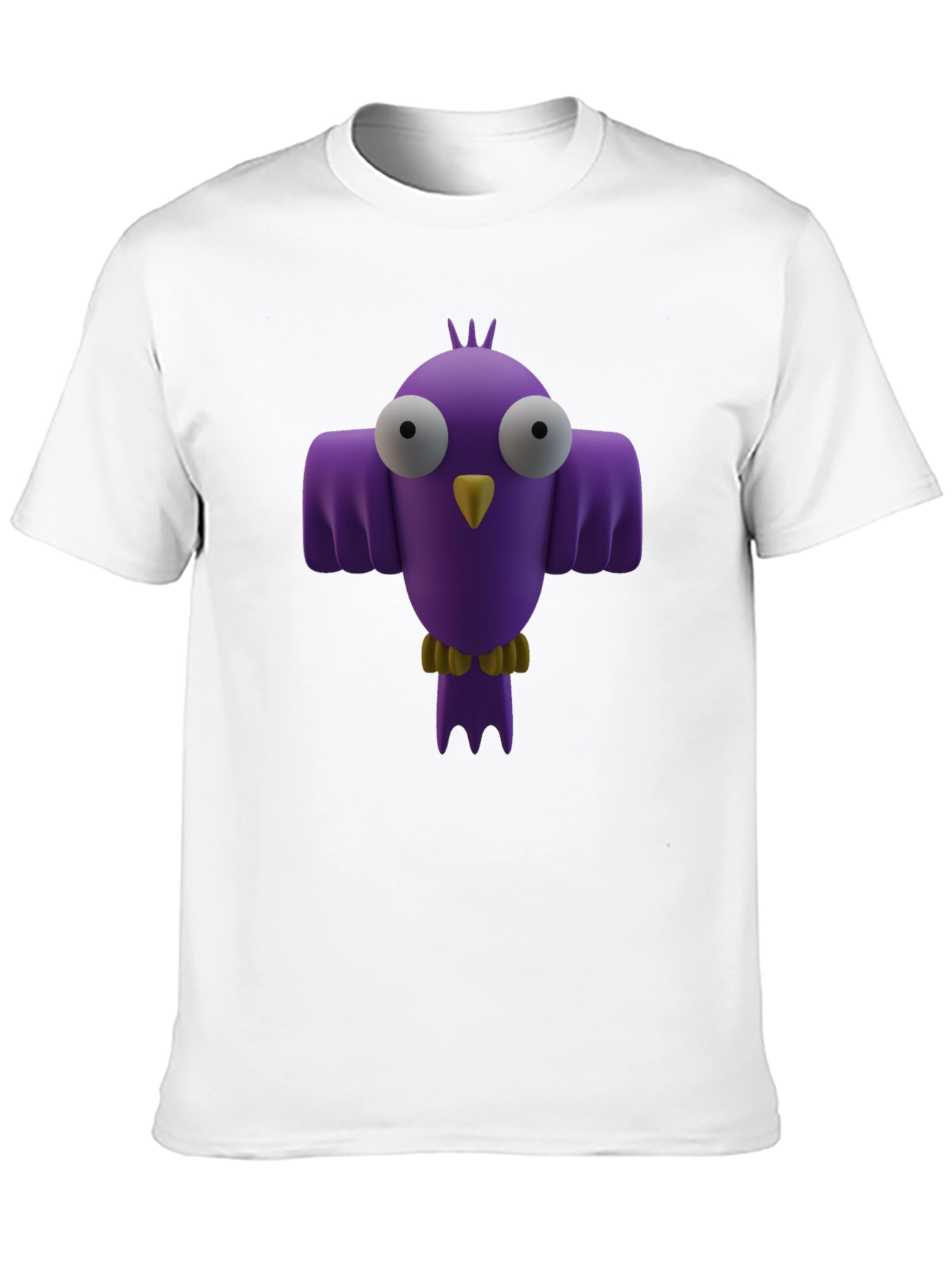 Whimsical Bird Graphic Tee - Black Cotton Shirt
