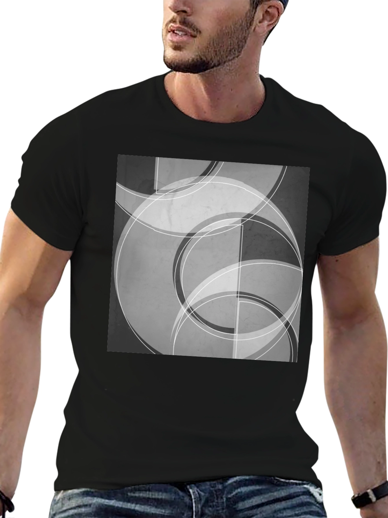 Abstract Circle Graphic Tee - Black