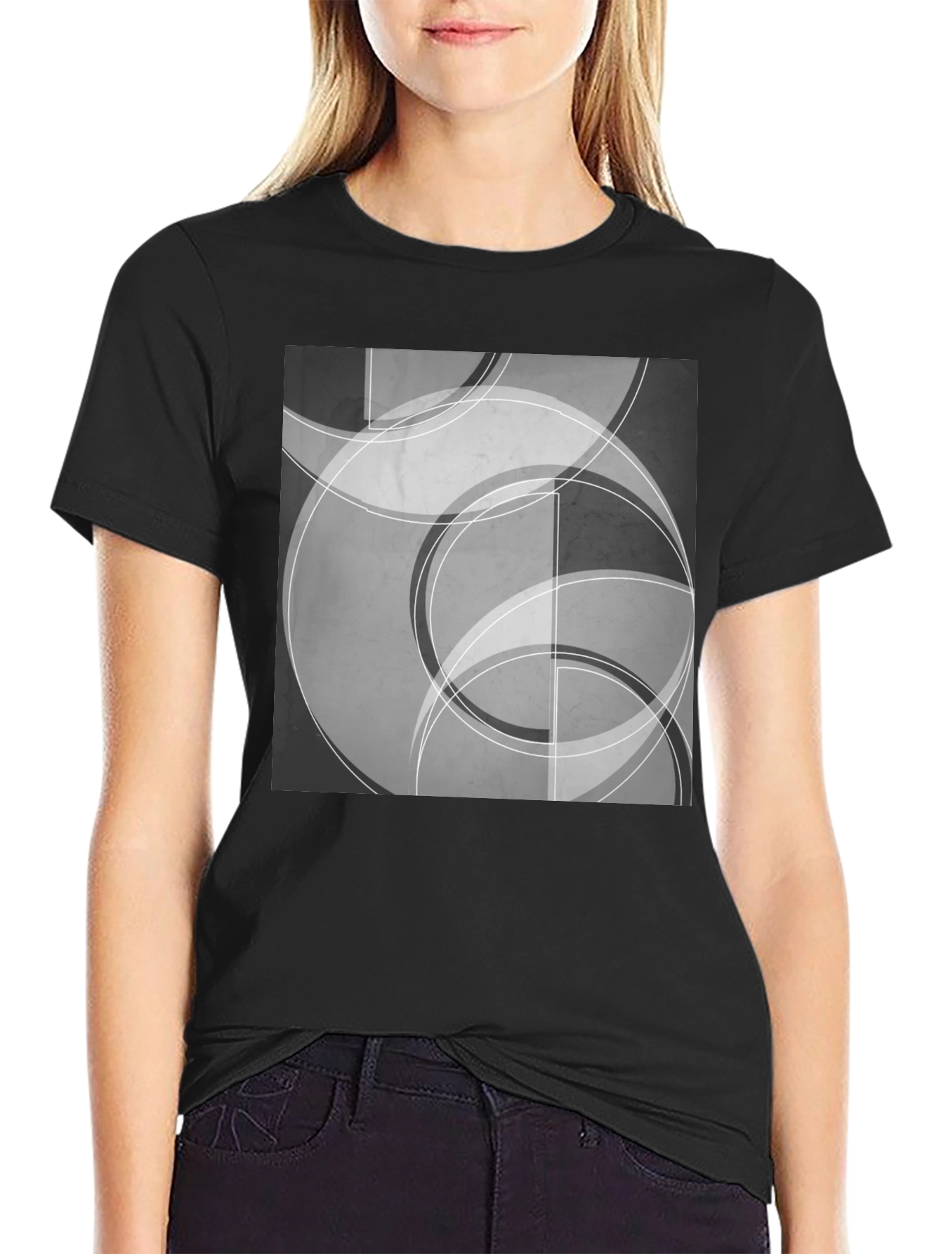 Abstract Circle Graphic Tee - Black