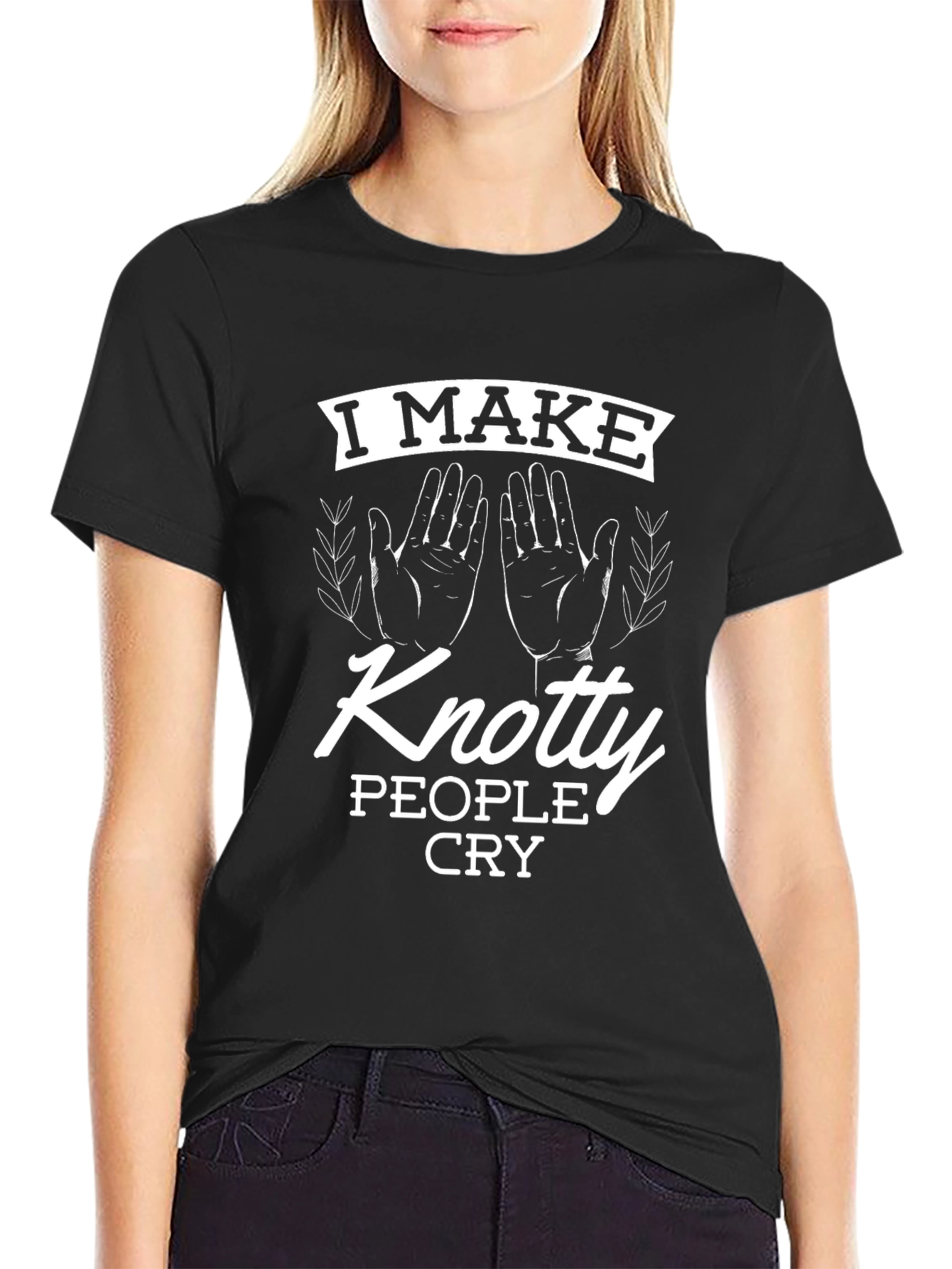 Knotty People Cry Graphic Tee - Black Cotton Shirt