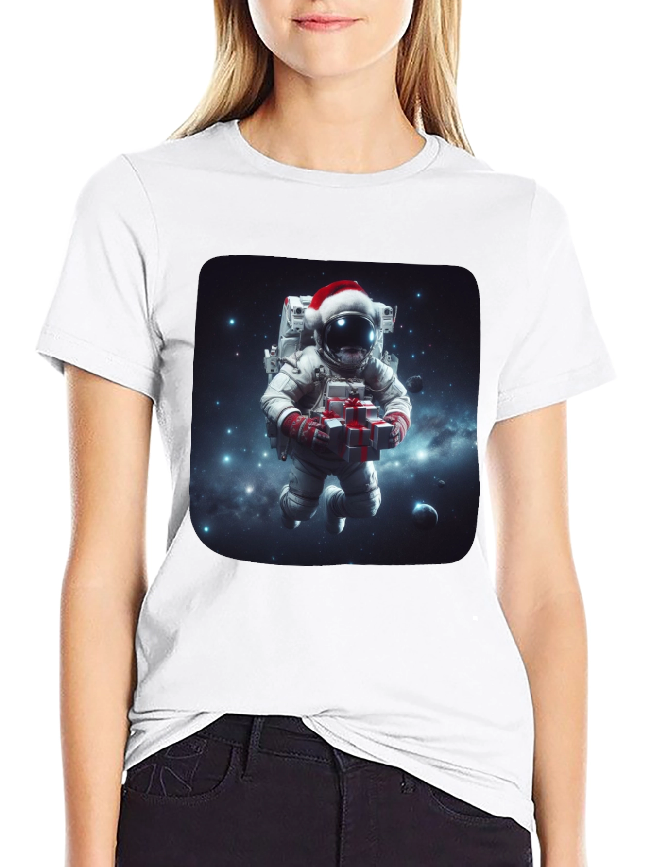 Festive Astronaut T-Shirt - Holiday Space Gift