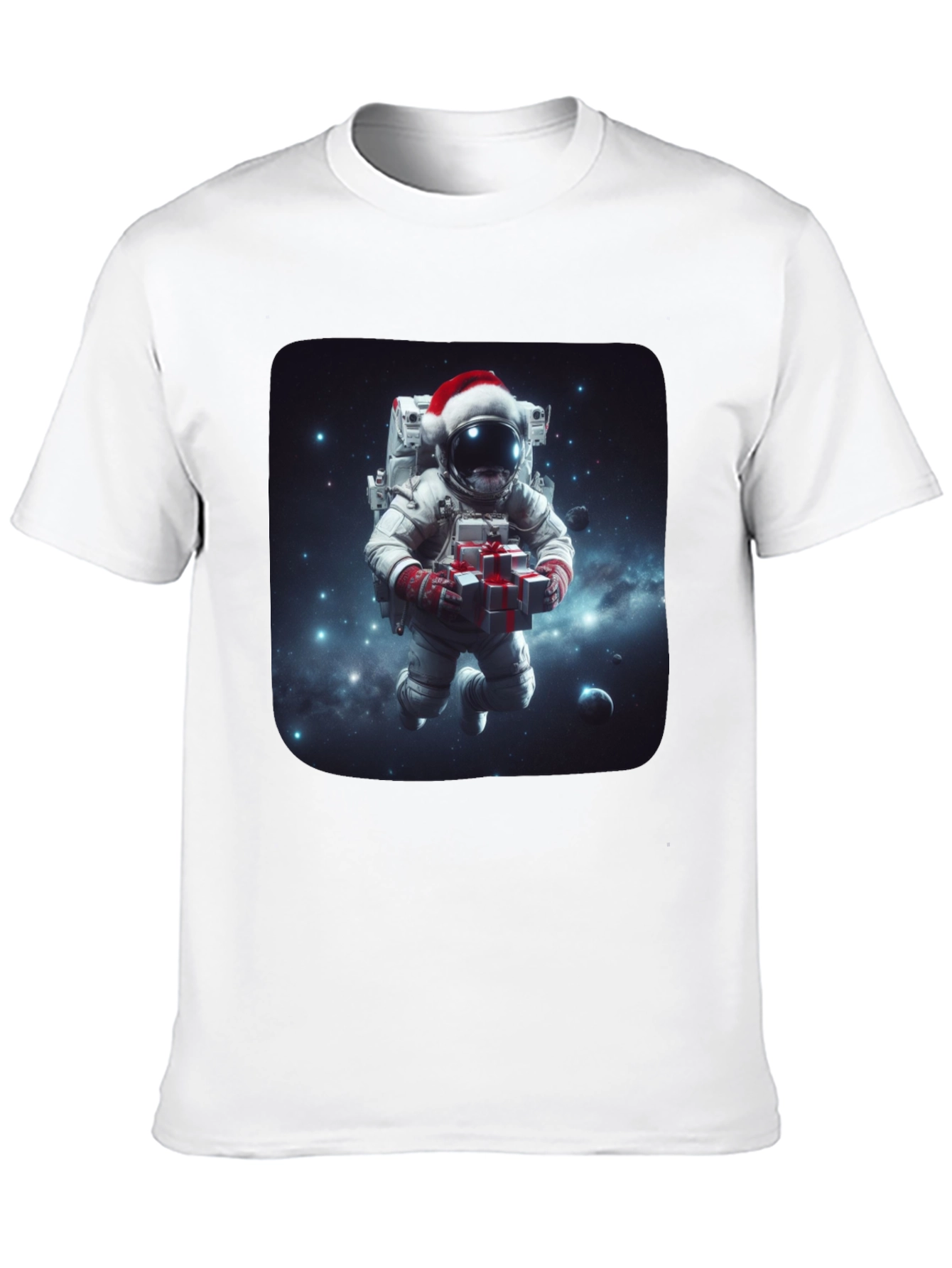 Festive Astronaut T-Shirt - Holiday Space Gift