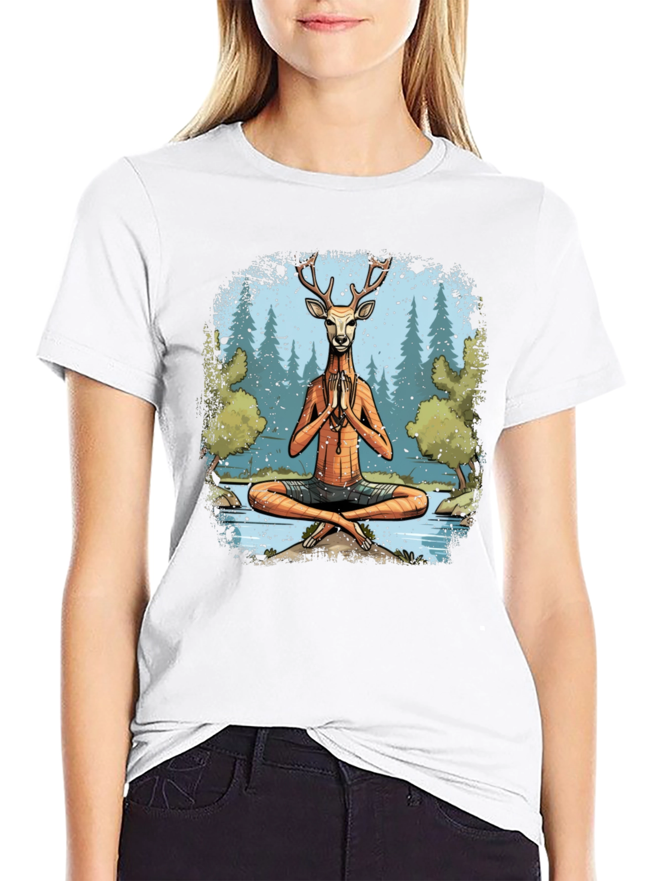 Yoga Deer T-Shirt - Meditating Wildlife Tee