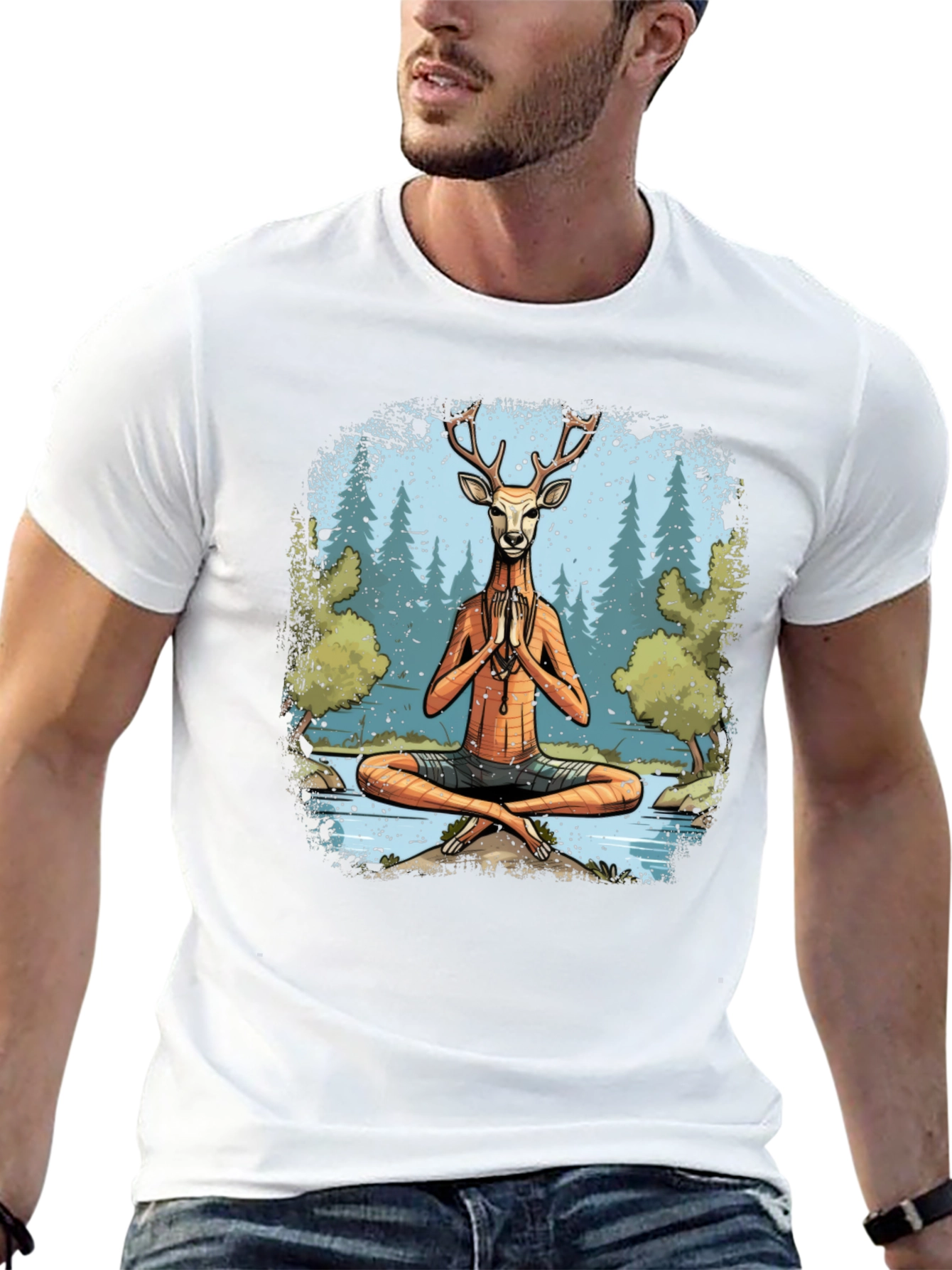 Yoga Deer T-Shirt - Meditating Wildlife Tee