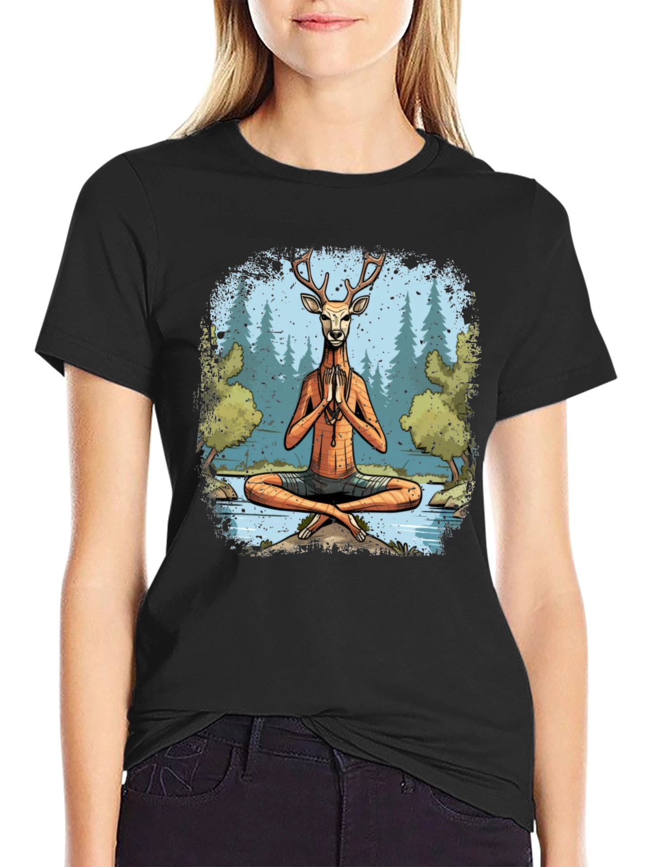 Yoga Deer T-Shirt - Meditating Wildlife Tee