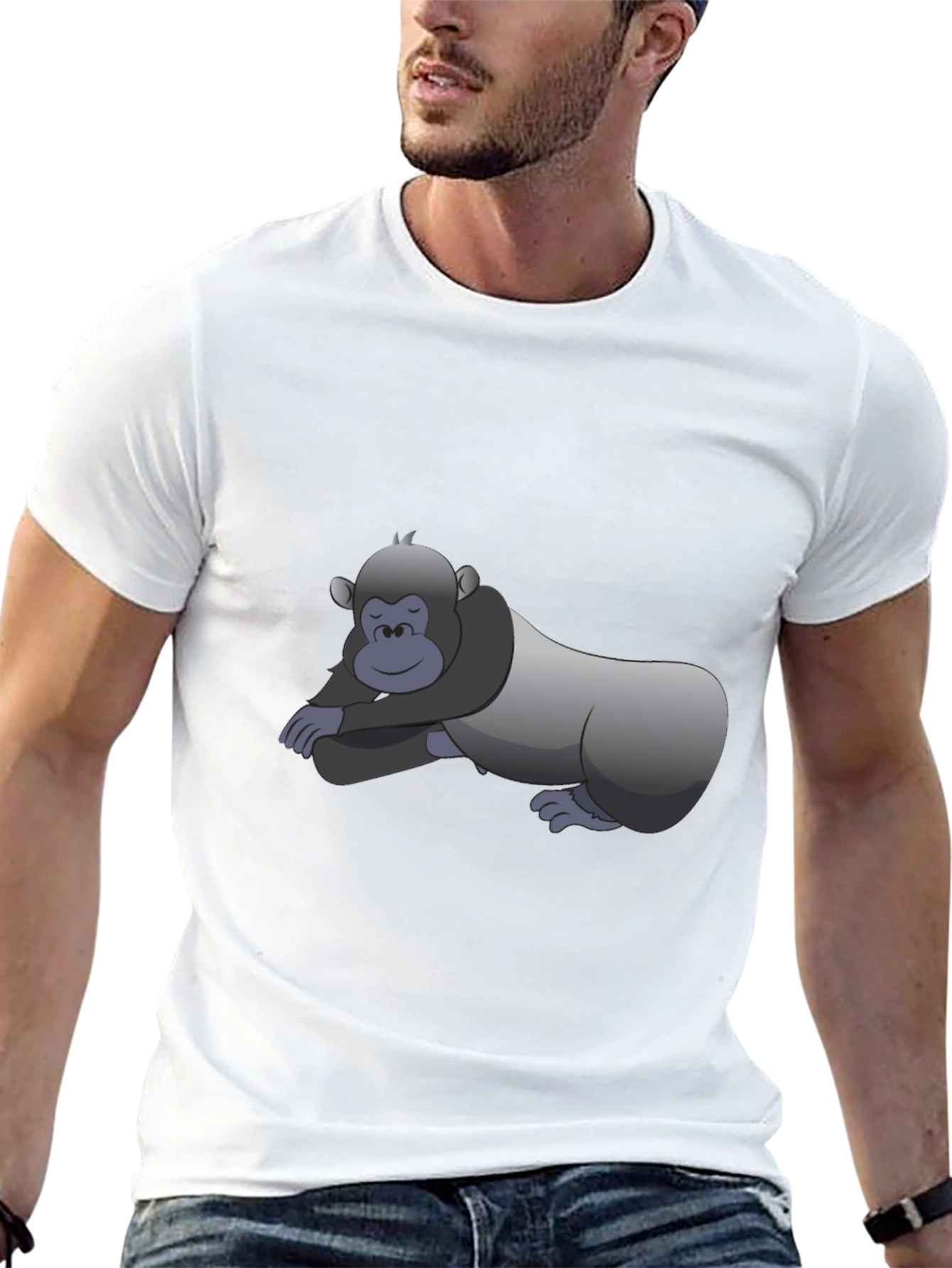 Cool Gorilla Cartoon Black T-Shirt