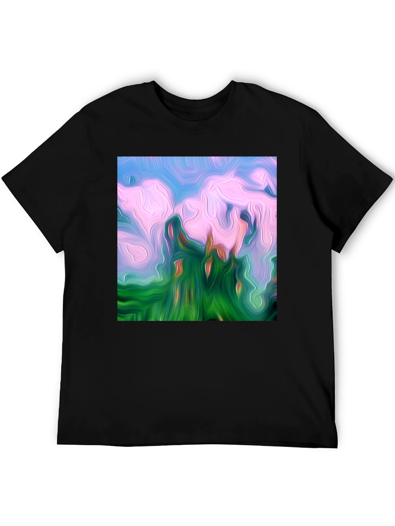 Abstract Landscape Graphic Tee - Artistic Black T-Shirt