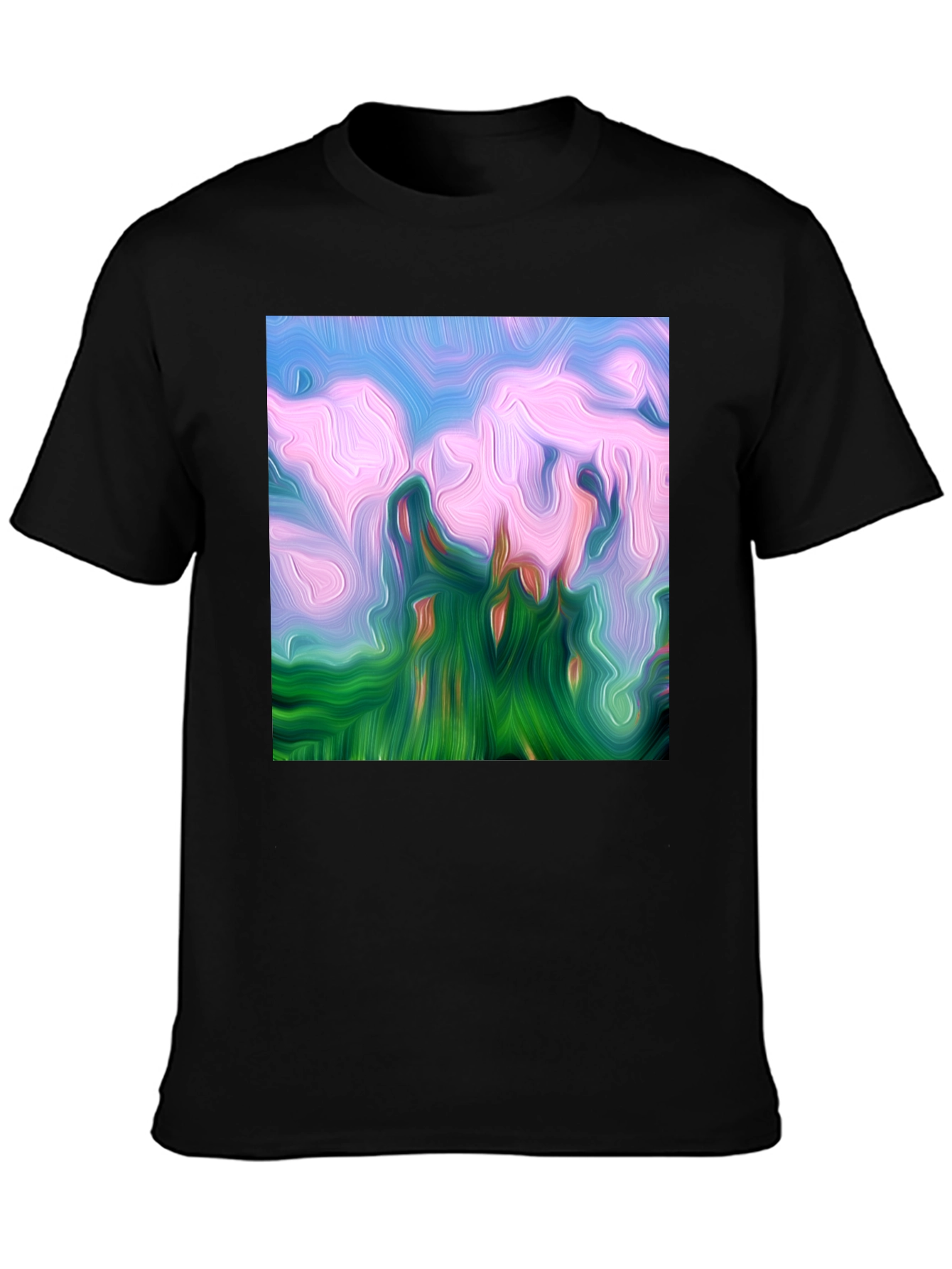 Abstract Landscape Graphic Tee - Artistic Black T-Shirt