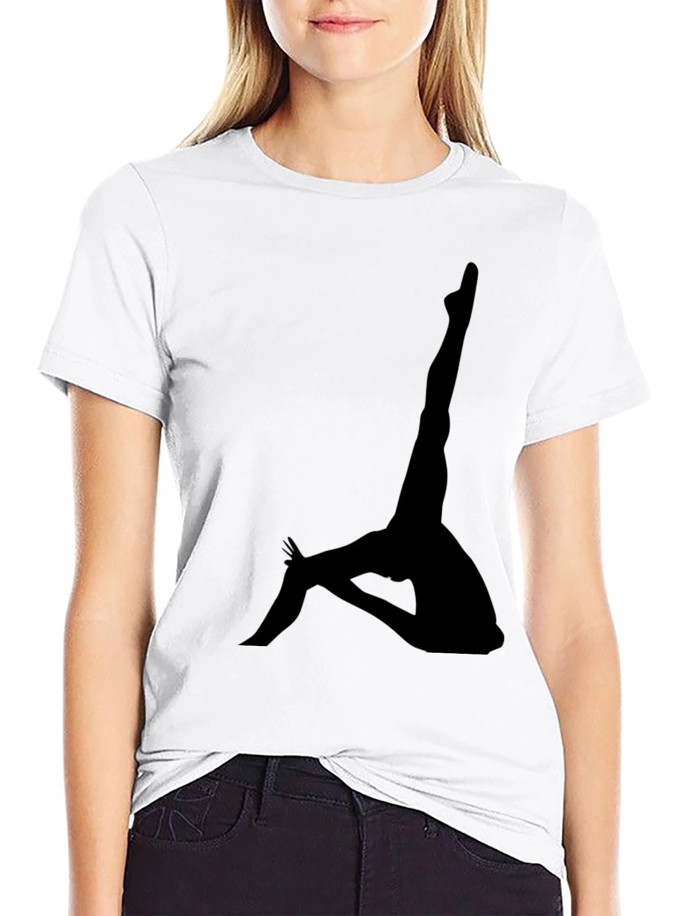 Silhouette Yoga Pose Black T-Shirt