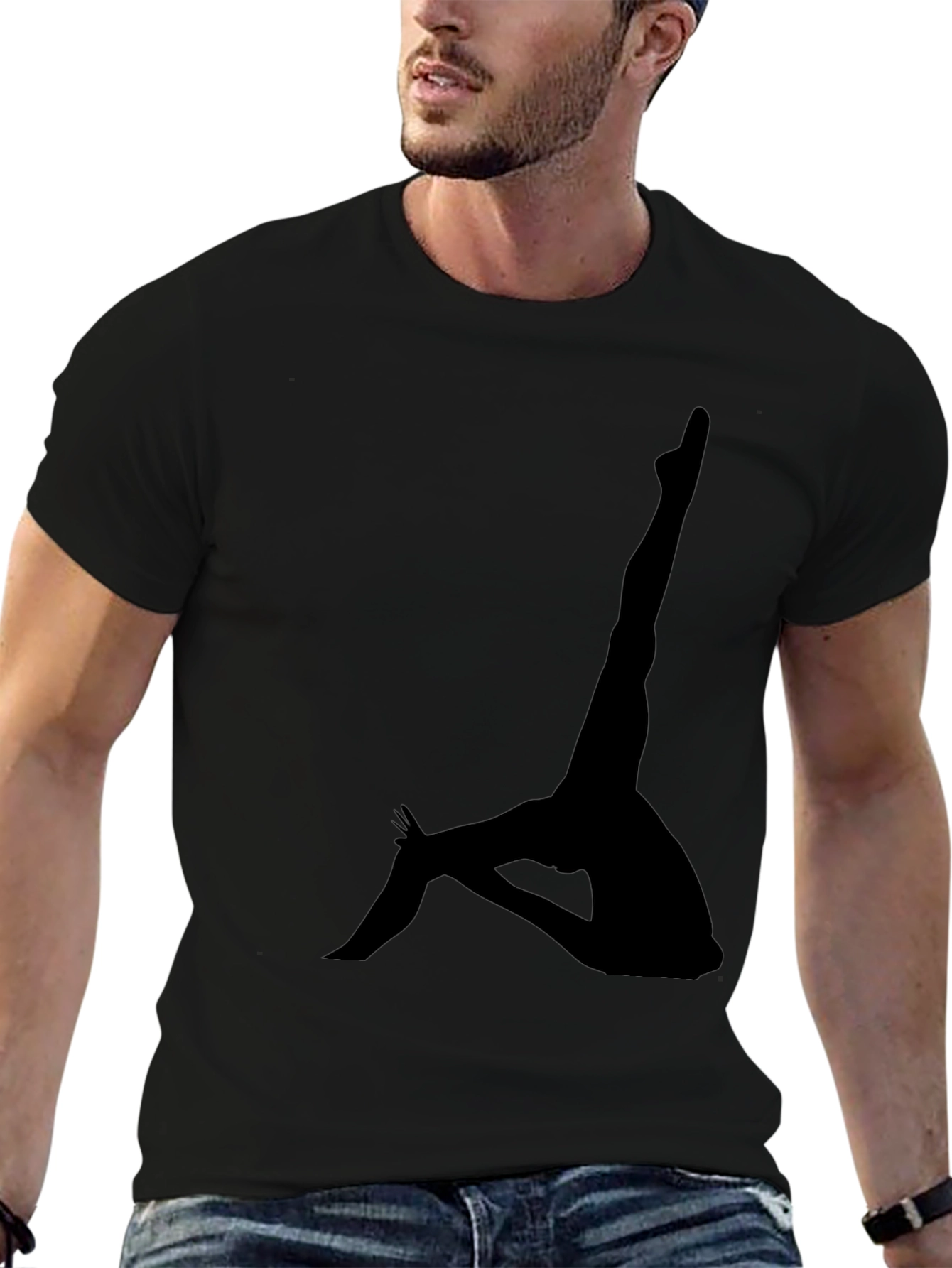 Silhouette Yoga Pose Black T-Shirt