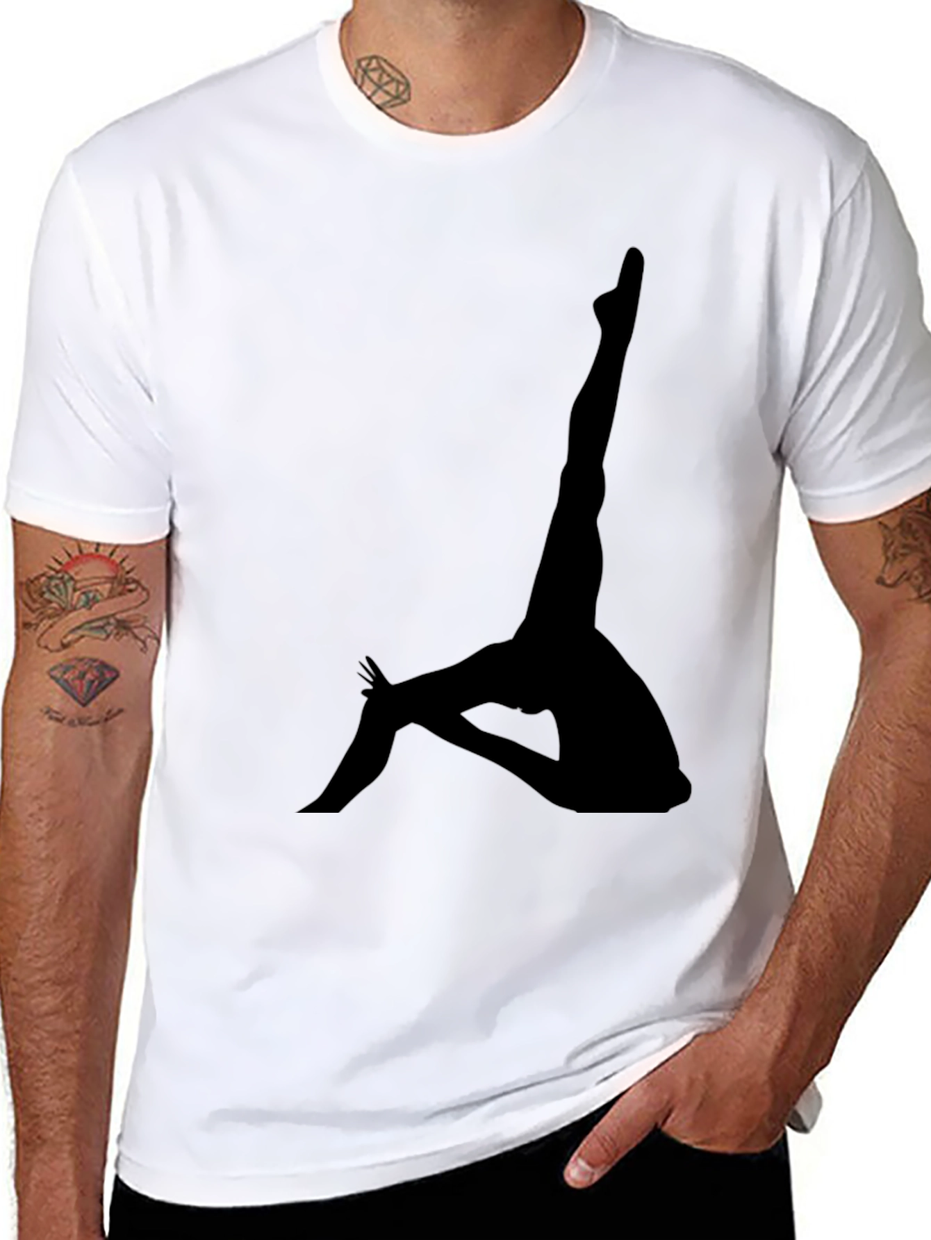 Silhouette Yoga Pose Black T-Shirt