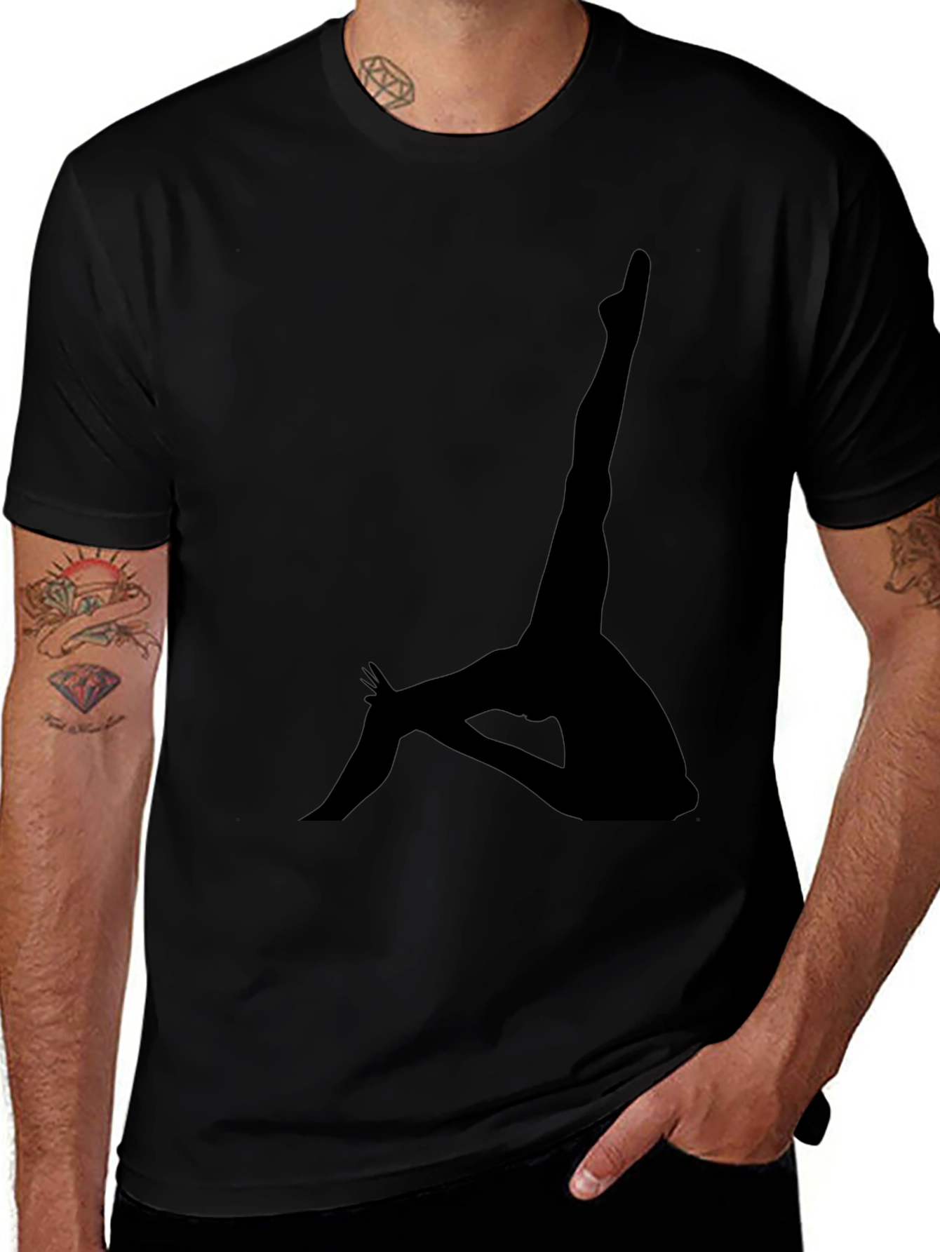 Silhouette Yoga Pose Black T-Shirt