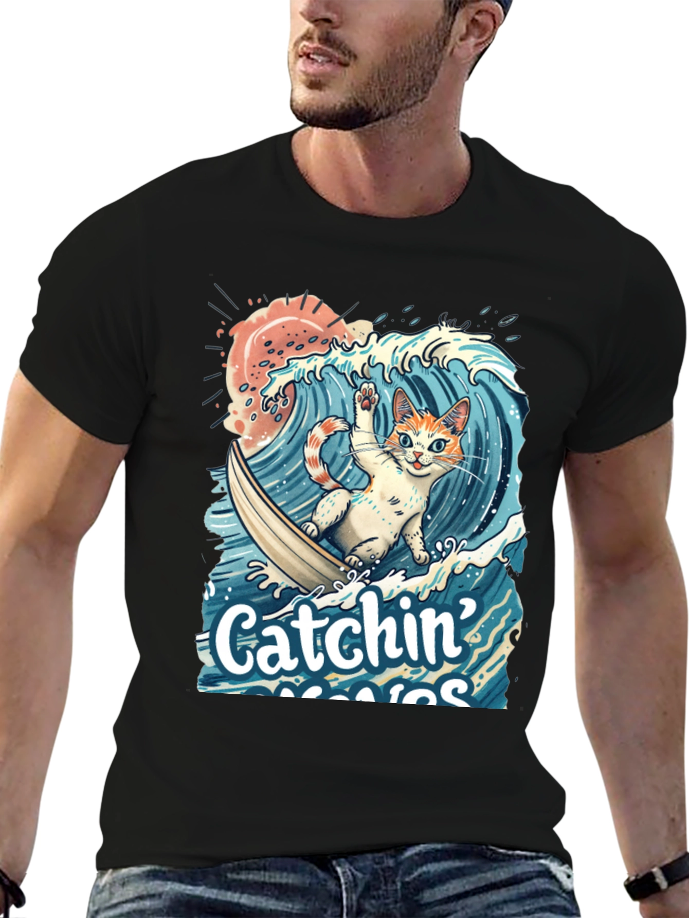 Catchin Waves Cat T-Shirt