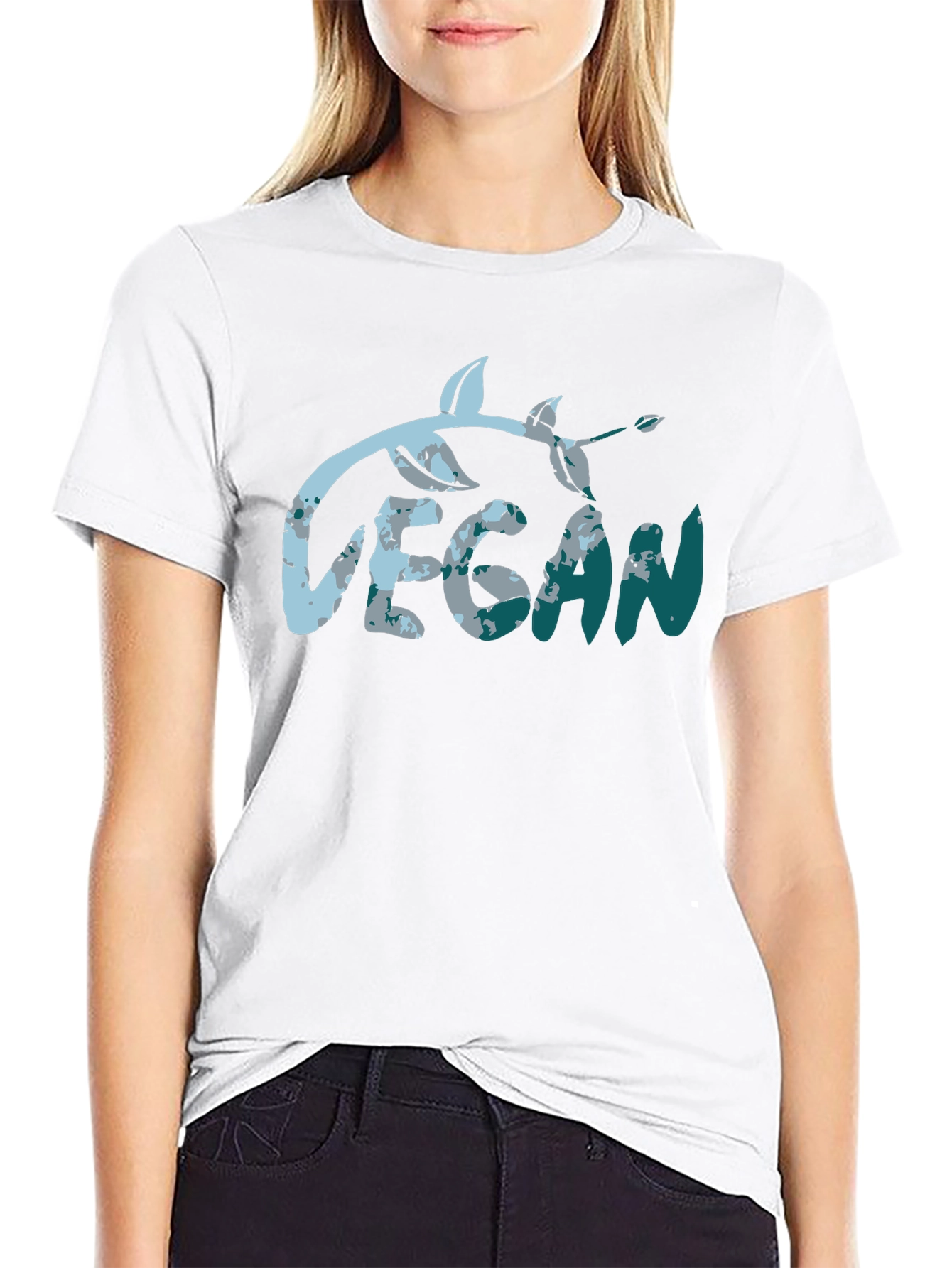 Vegan Leaf Graphic Tee - Black