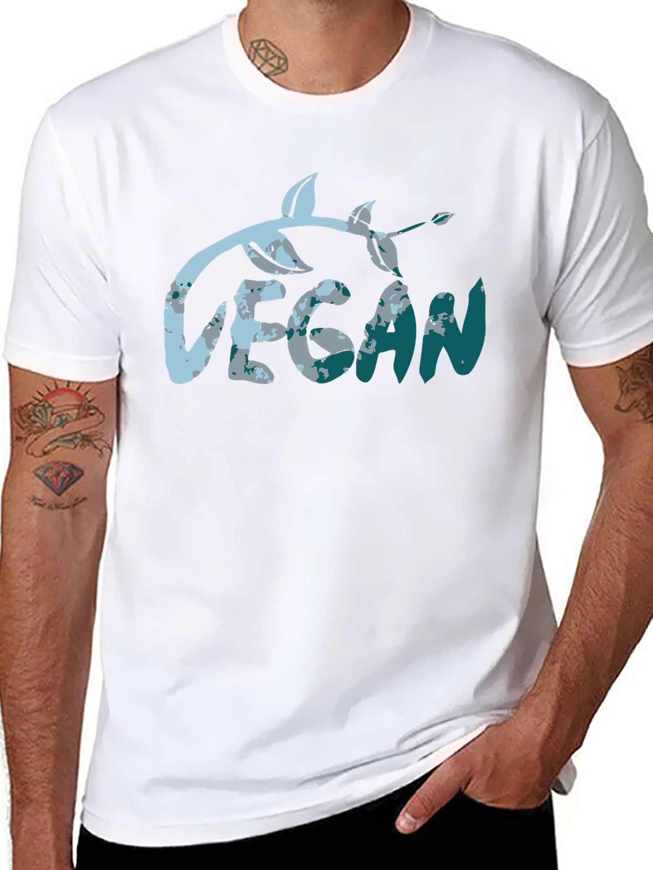 Vegan Leaf Graphic Tee - Black
