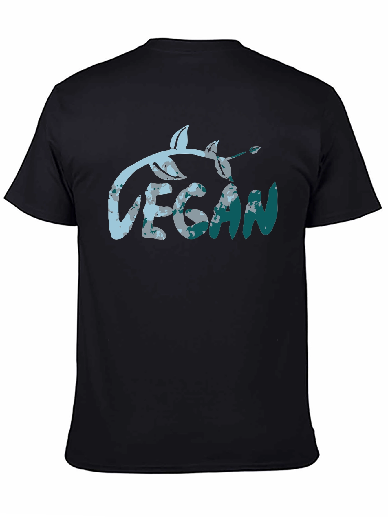 Vegan Leaf Graphic Tee - Black
