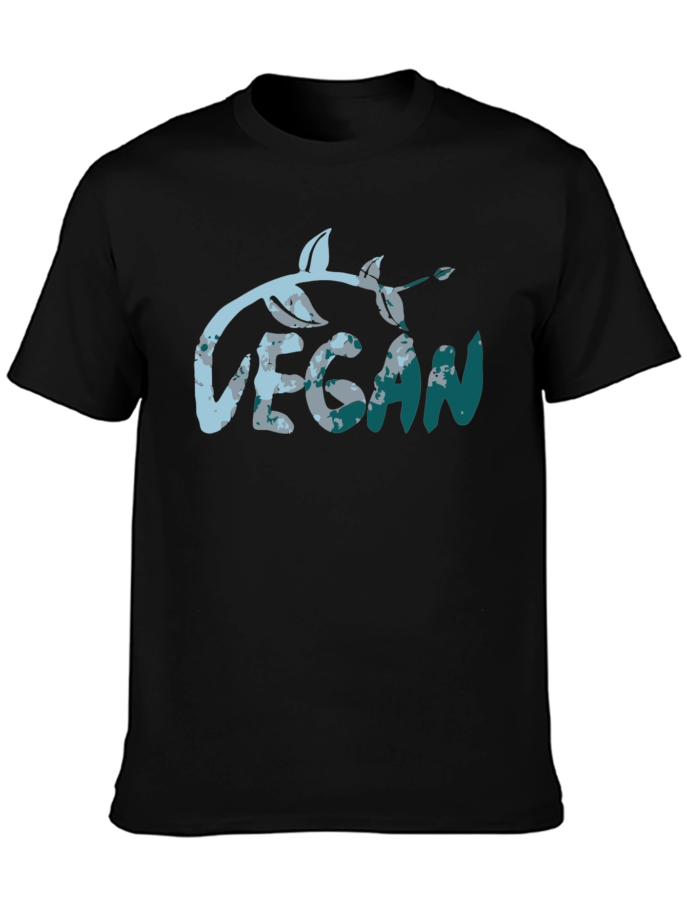 Vegan Leaf Graphic Tee - Black