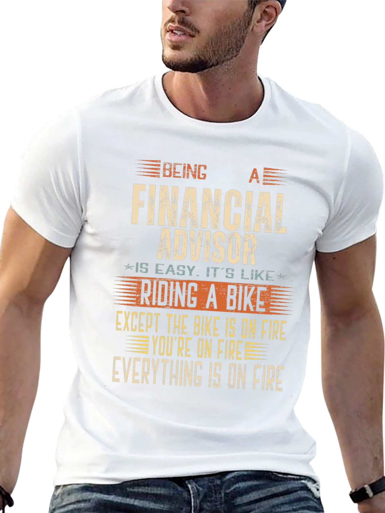 Financial Advisor Funny T-Shirt - On Fire Bike