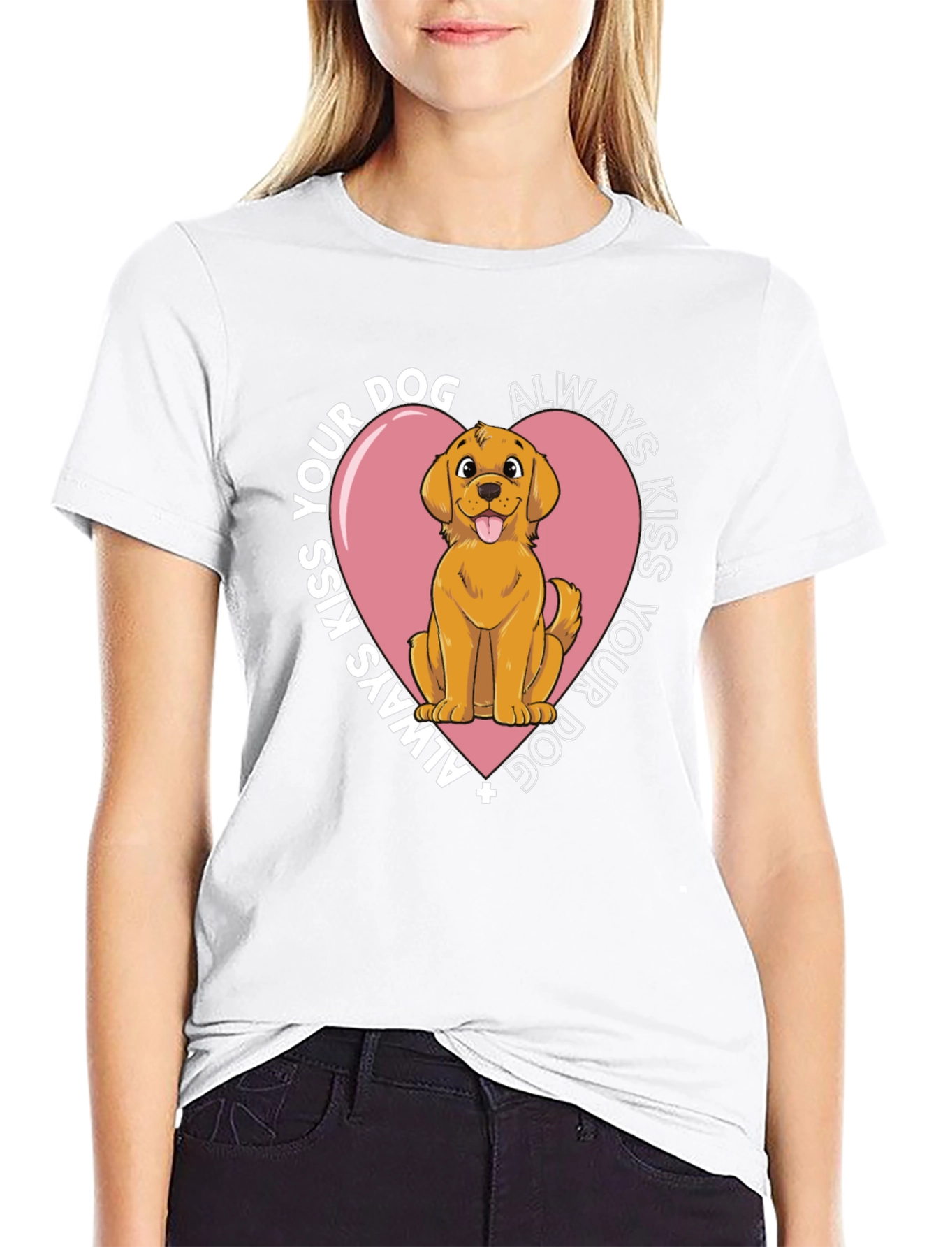 Always Kiss Your Dog T-Shirt - Black Cotton