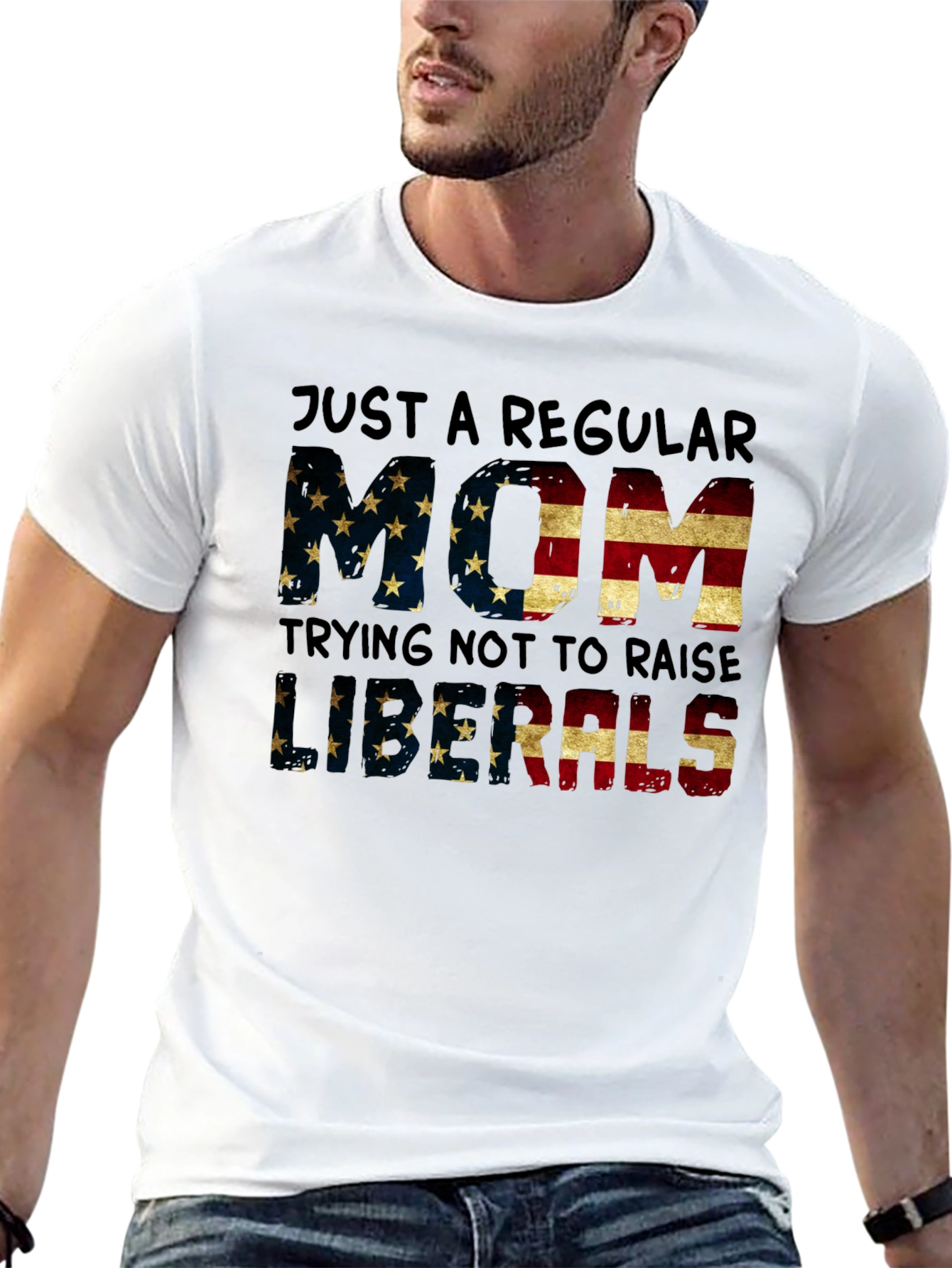Regular Mom T-Shirt - American Flag Design