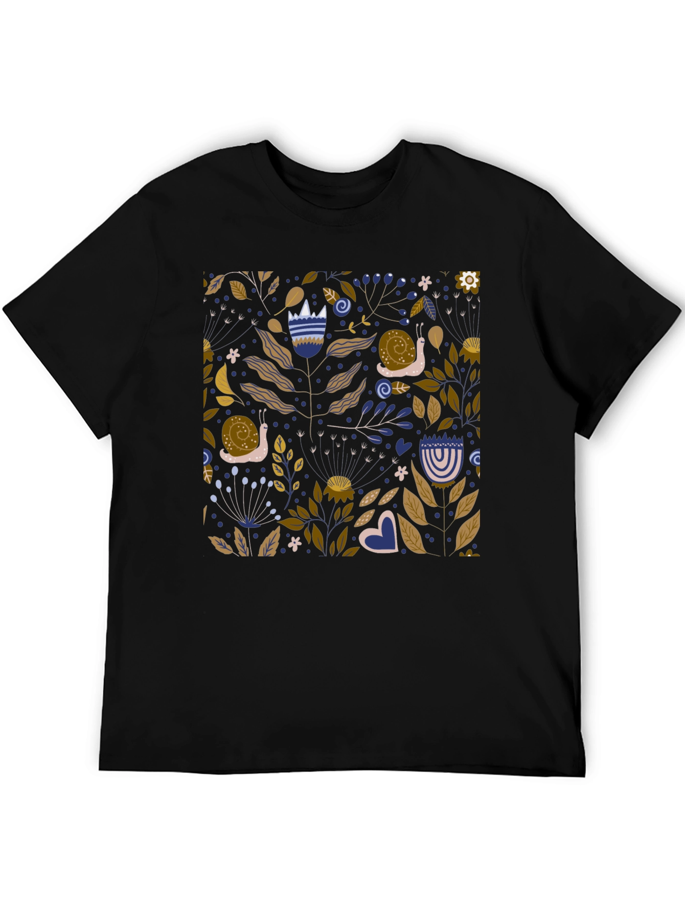 Nature Pattern Black T-Shirt