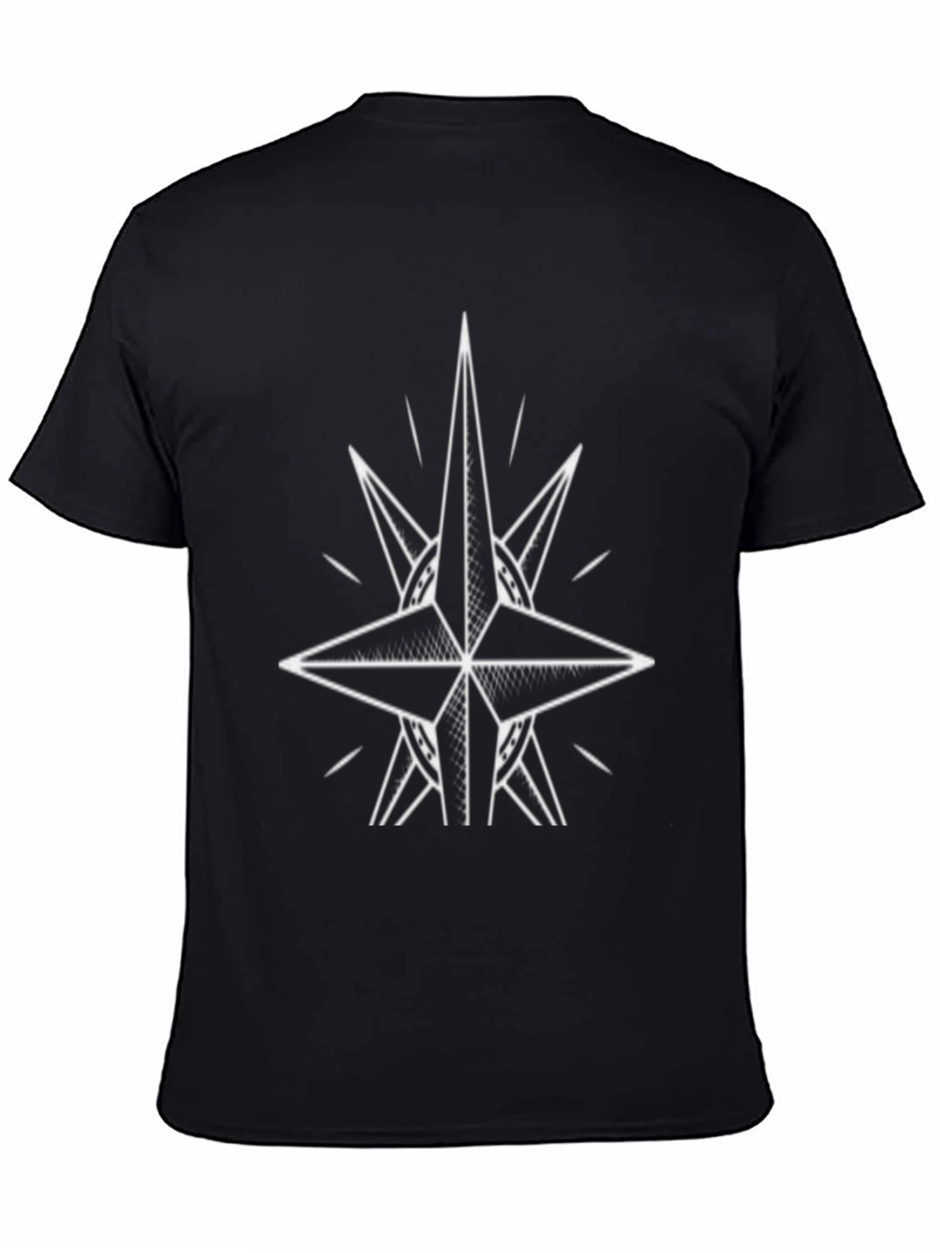 Black Tee with Geometric Star Design