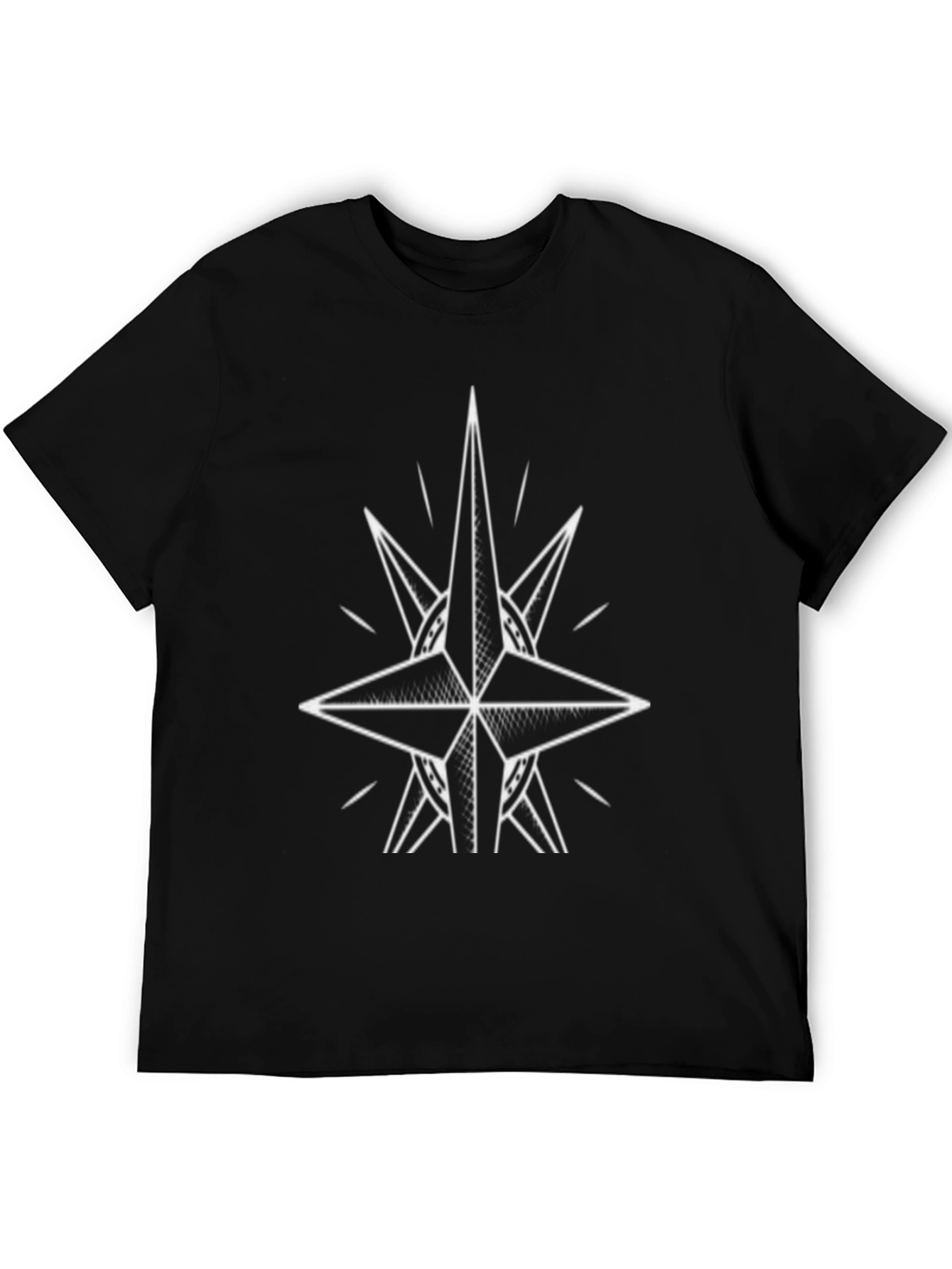 Black Tee with Geometric Star Design