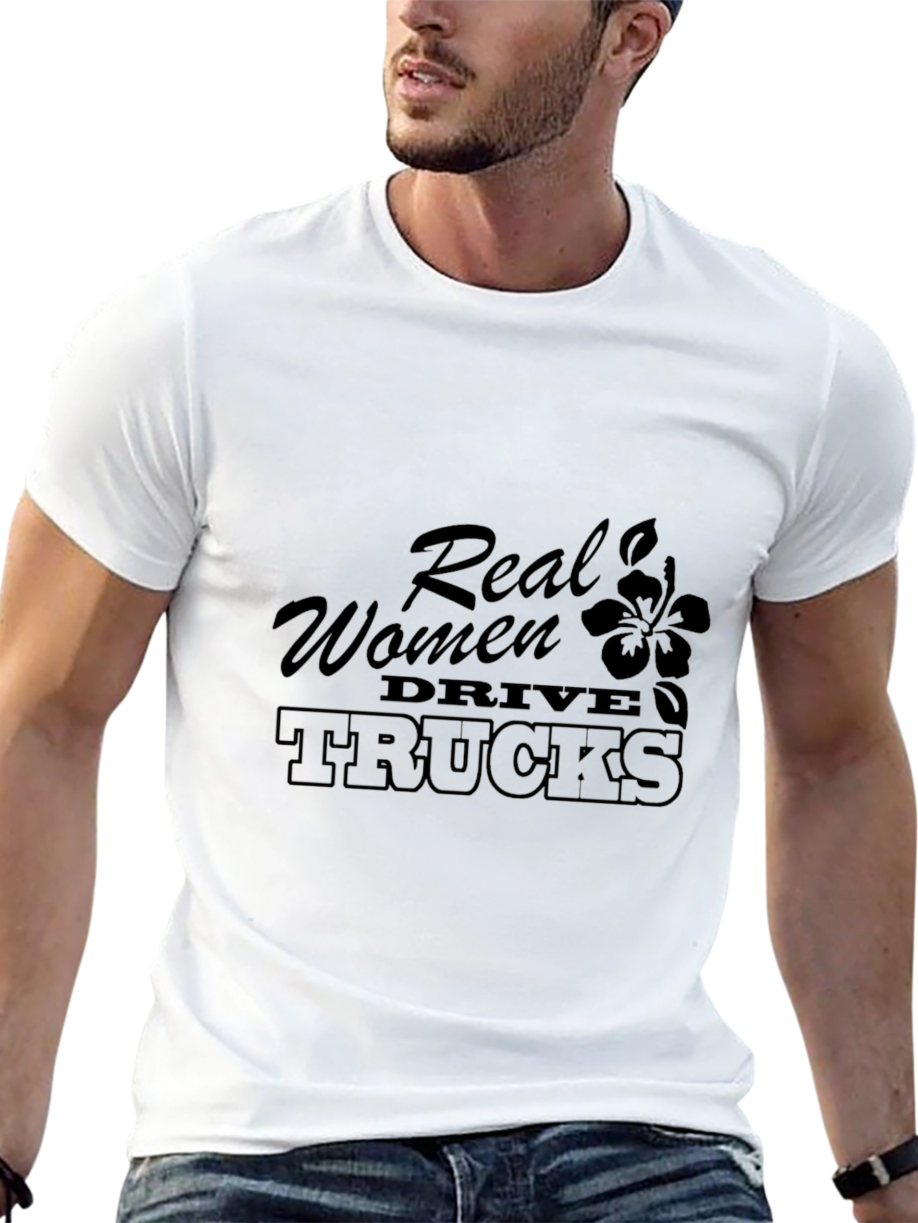 Real Women Drive Trucks Black T-Shirt
