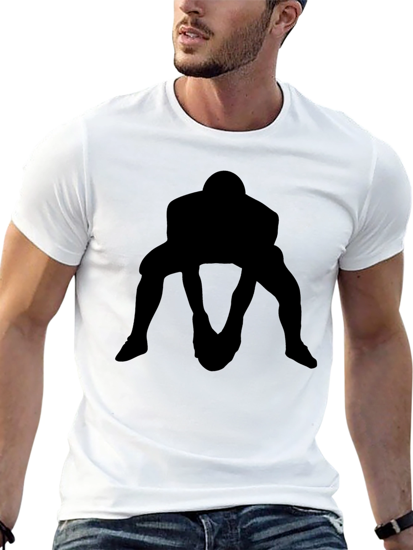 Rugby Player Silhouette Black T-Shirt