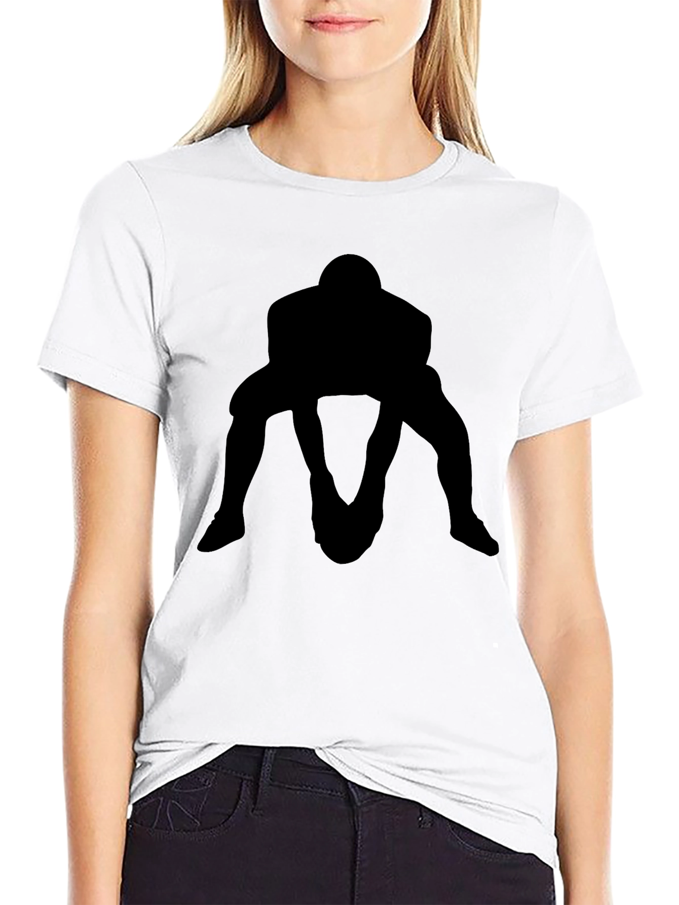 Rugby Player Silhouette Black T-Shirt
