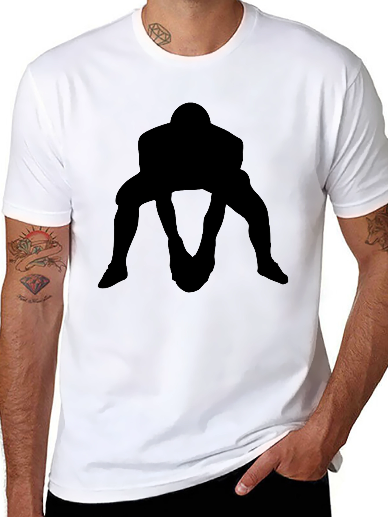 Rugby Player Silhouette Black T-Shirt