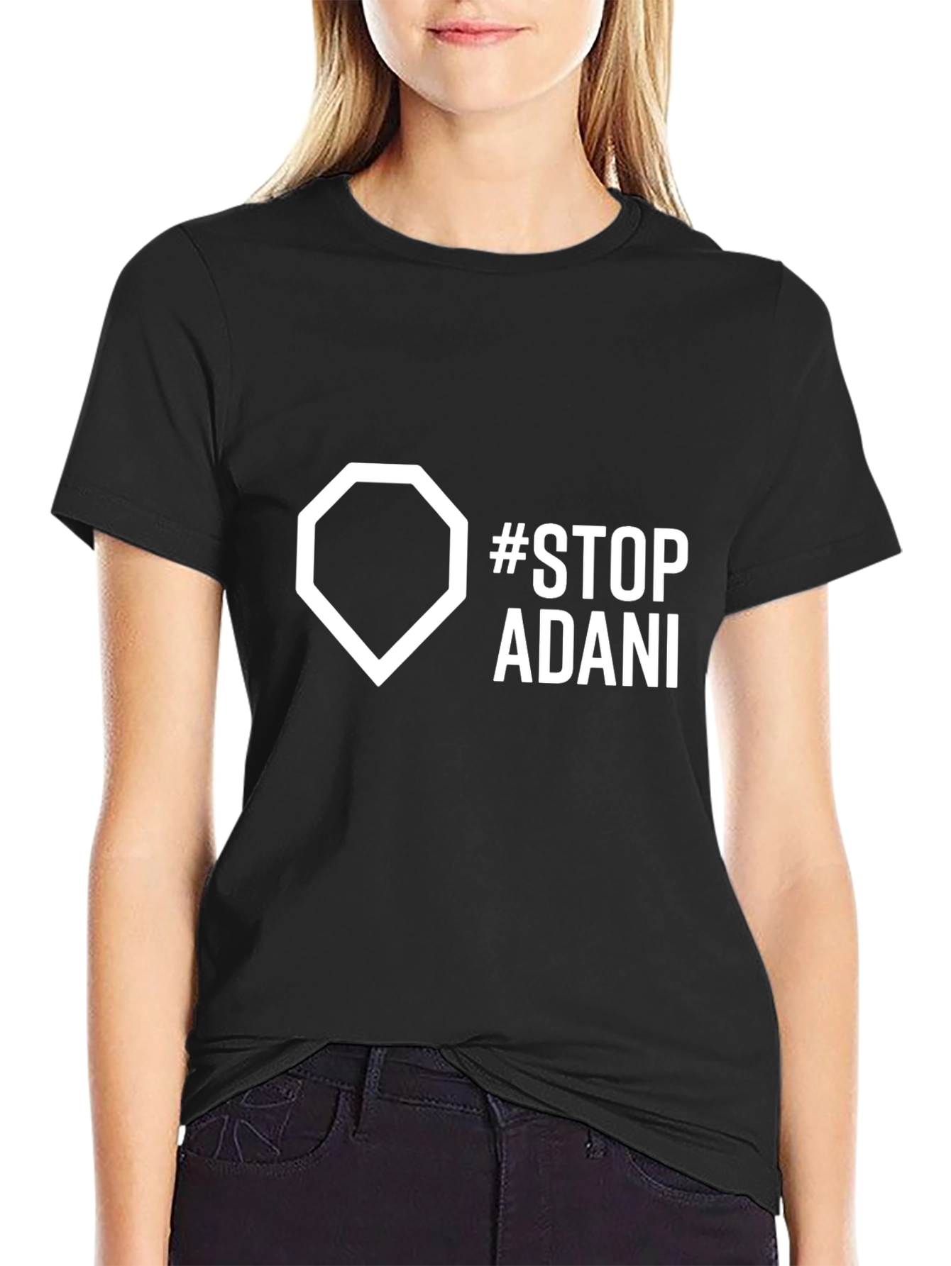 Stop Adani Graphic Tee - Black Cotton Activist Shirt