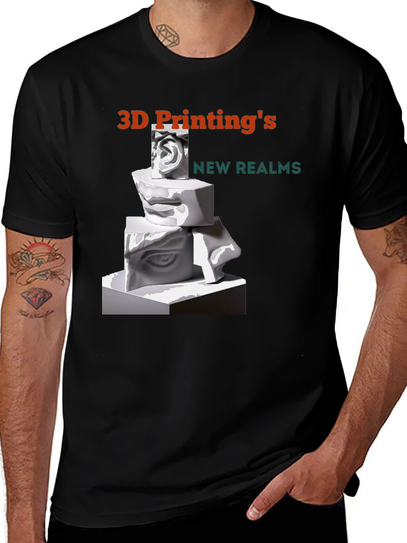 3D Printings New Realms Black T-Shirt
