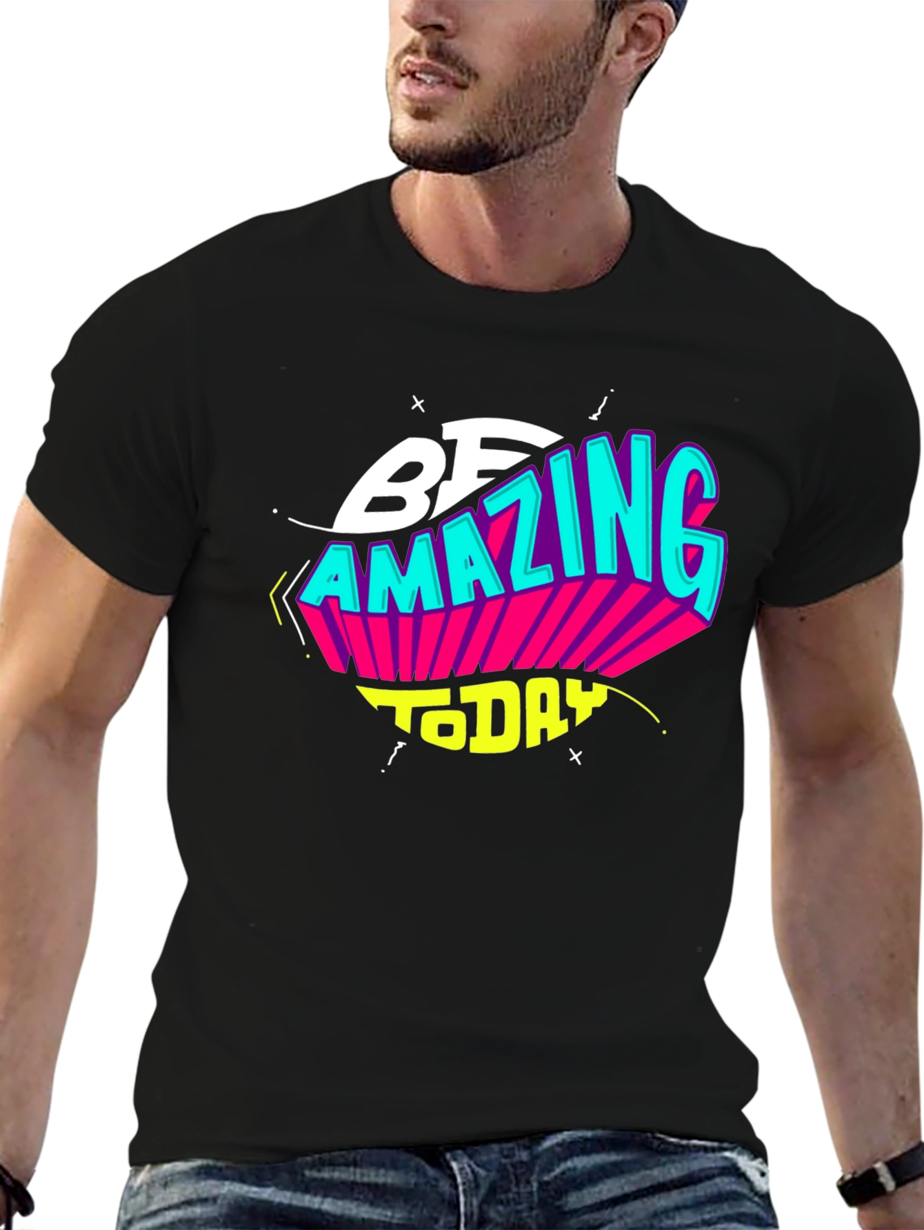 Be Amazing Today Black Graphic T-Shirt