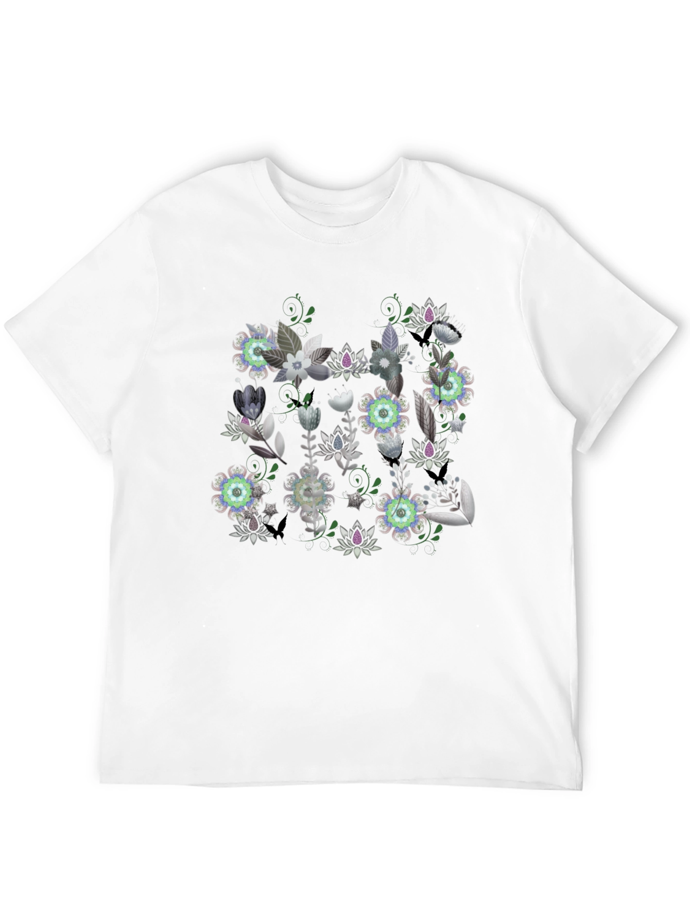 Floral Graphic Black T-Shirt - Stylish Mens Tee