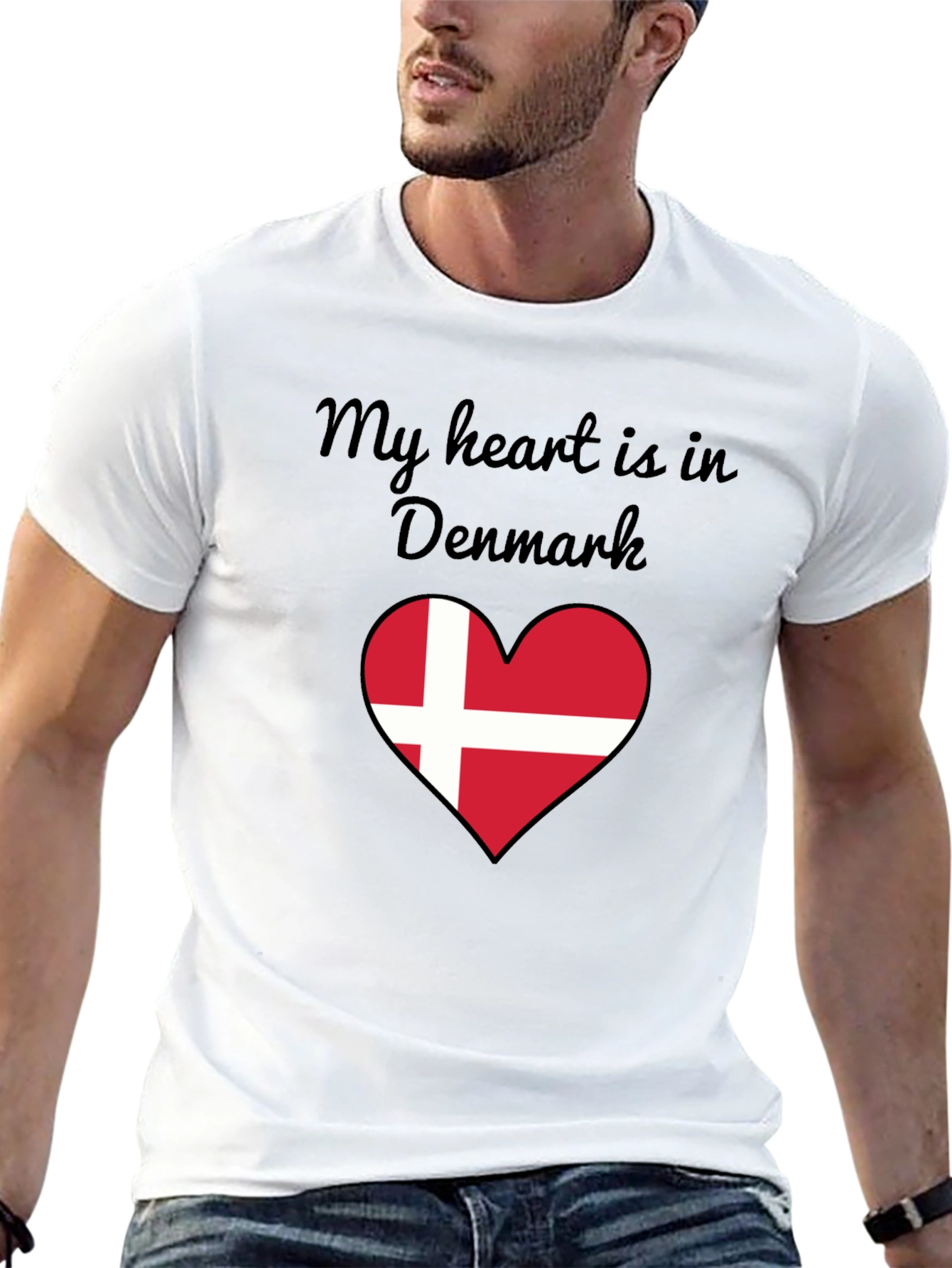 Denmark Heart Flag Graphic T-Shirt