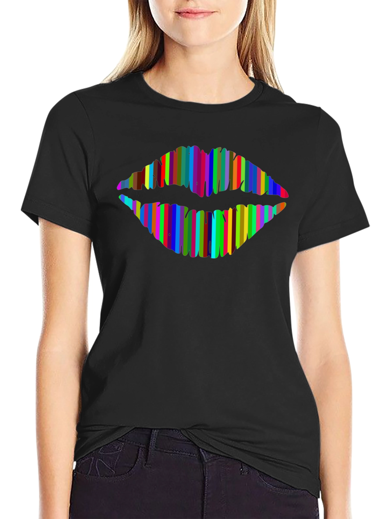 Rainbow Lips Graphic T-Shirt - Modern Style