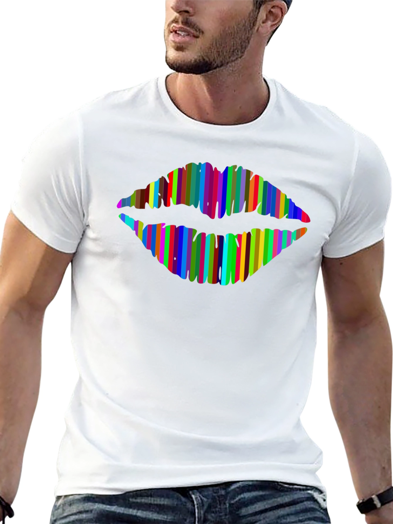 Rainbow Lips Graphic T-Shirt - Modern Style