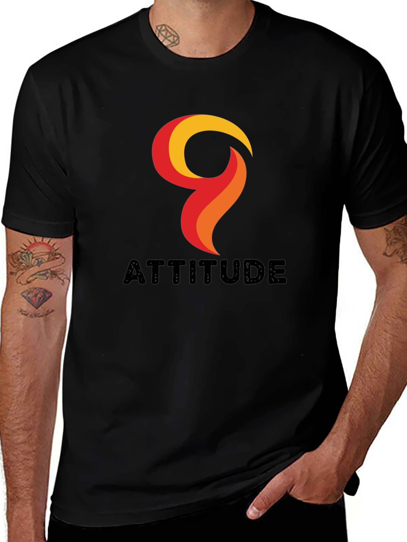 Attitude Graphic Print Mens Black T-Shirt
