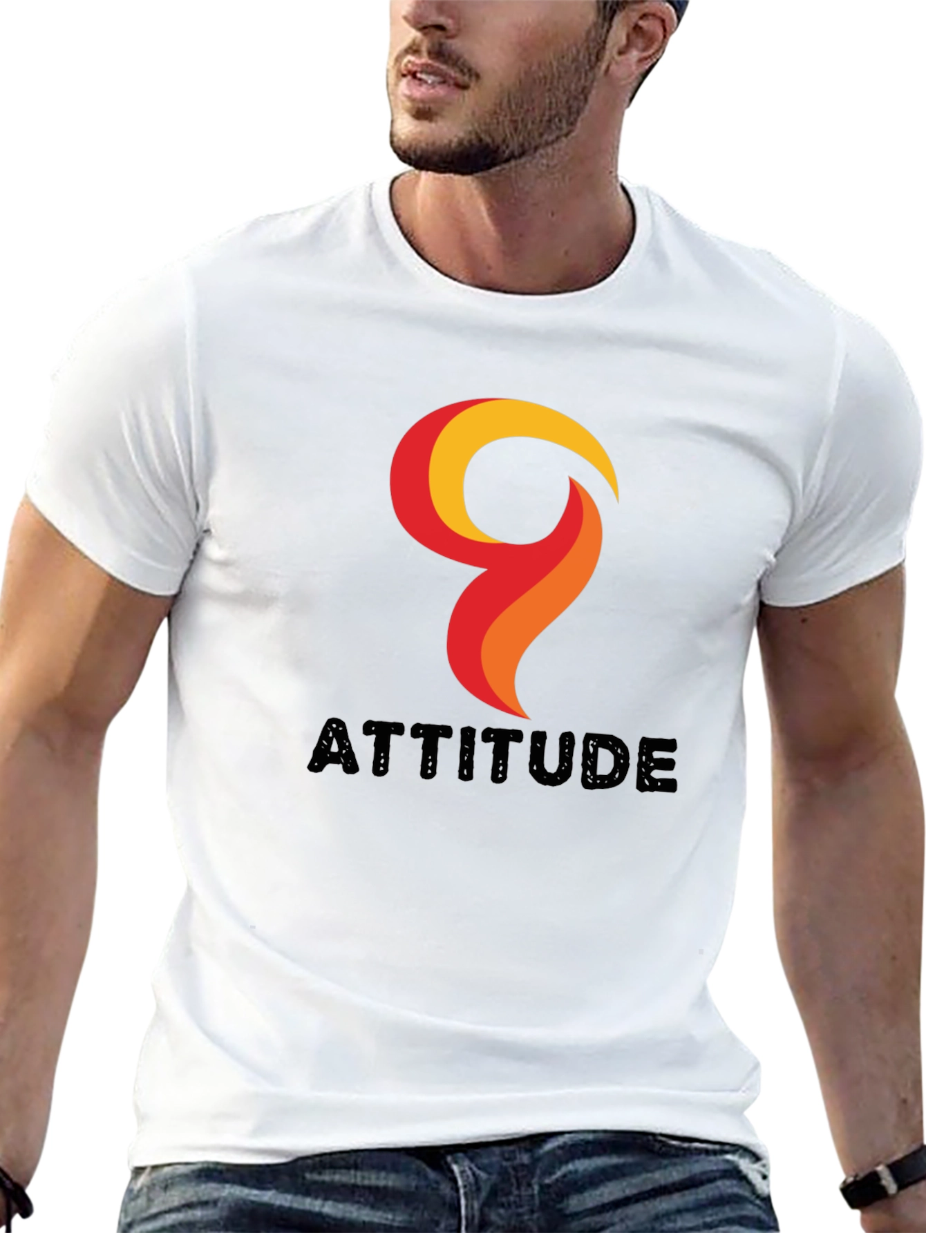Attitude Graphic Print Mens Black T-Shirt
