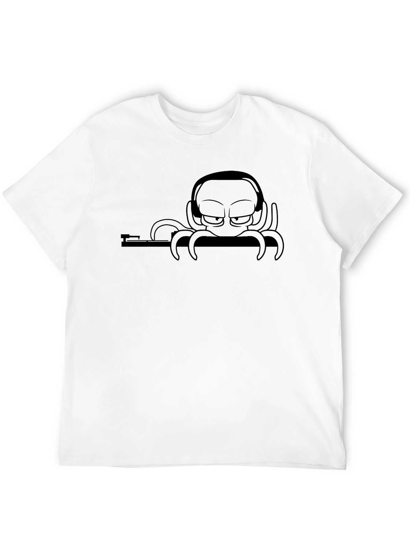 Cool Octopus DJ Graphic T-Shirt - Black Cotton Tee