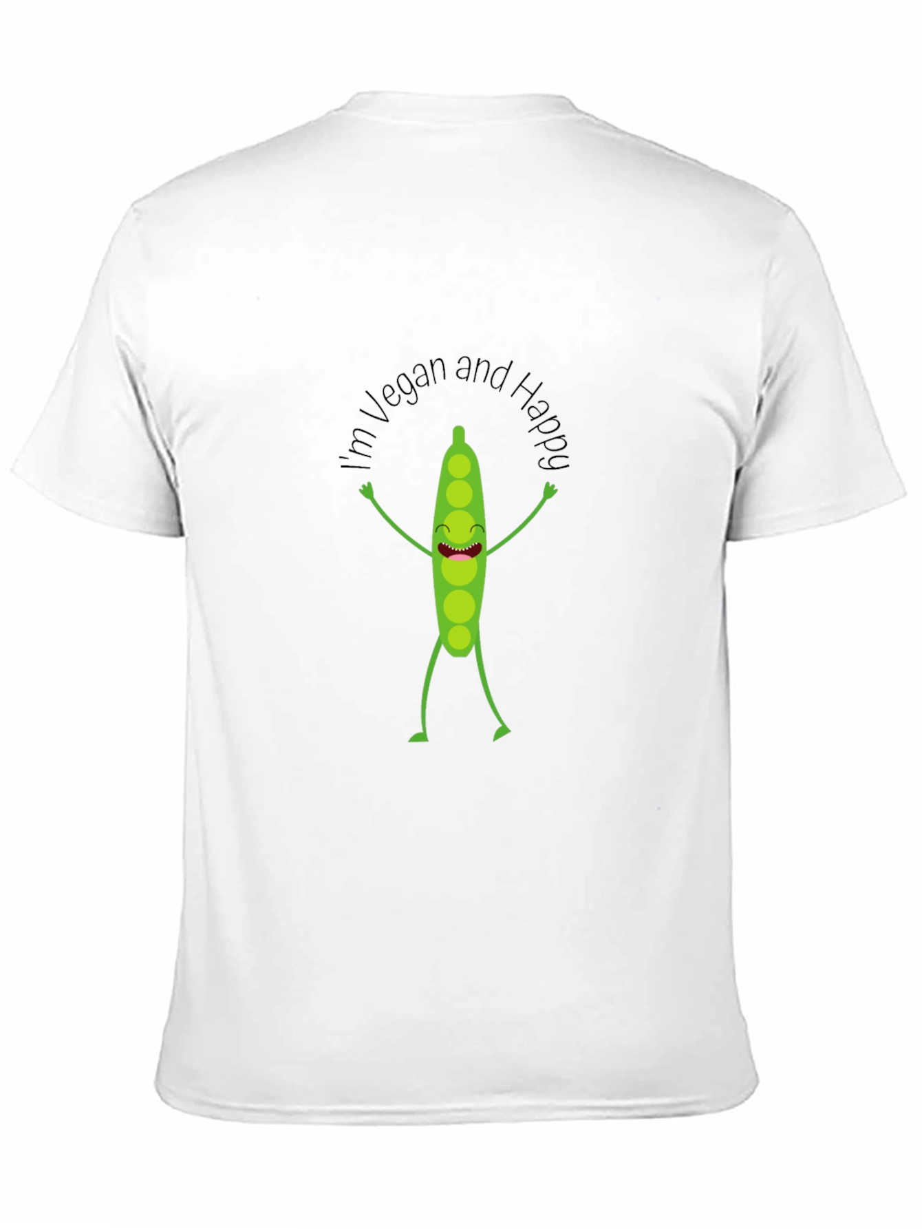 Vegan & Happy Cartoon Pea T-Shirt
