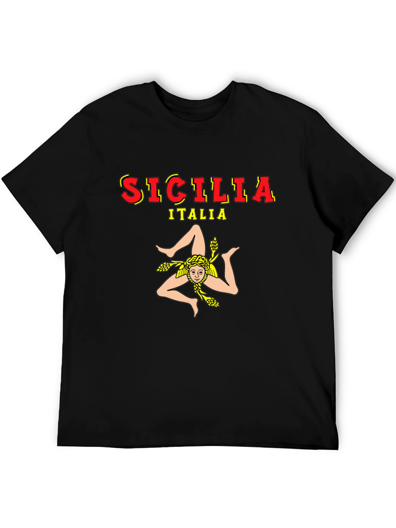 Sicilia Italia Graphic Tee - Black Cotton T-Shirt